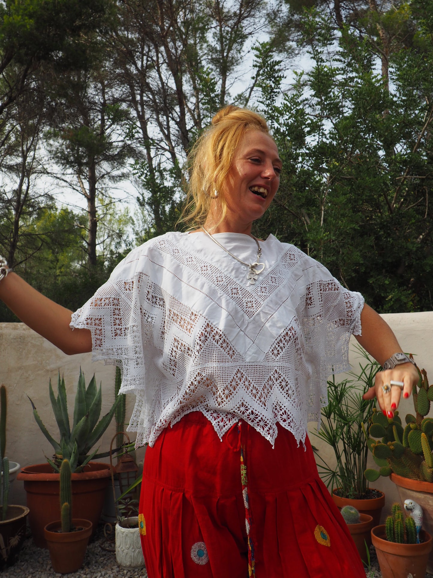 Vintage stunning vintage hand made lace cotton and crochet top up-cycled by Vagabond Ibiza