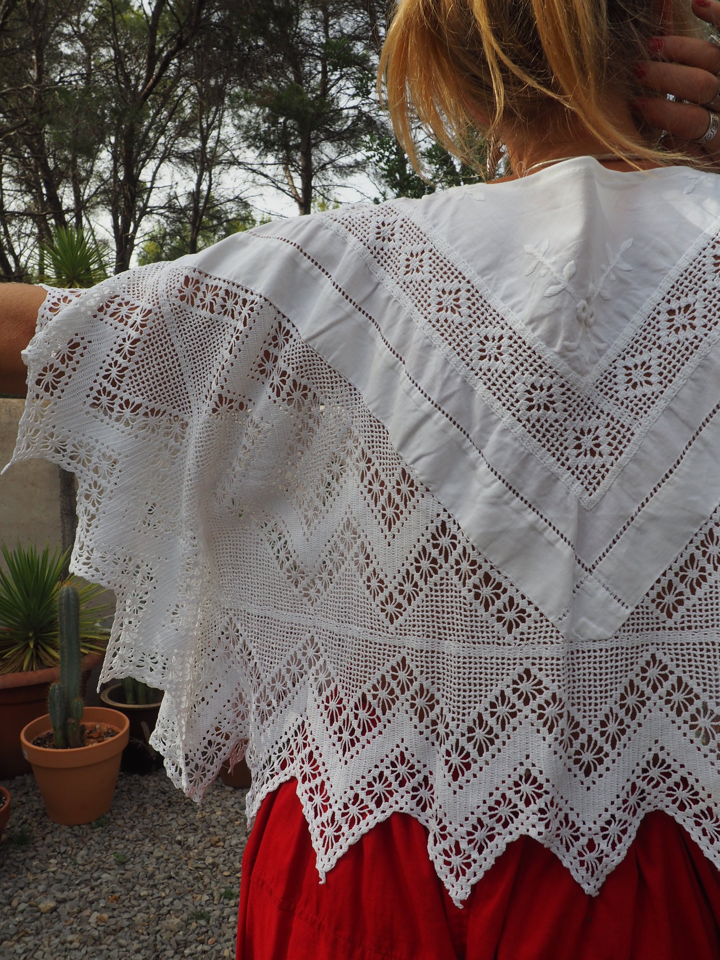 Vintage stunning vintage hand made lace cotton and crochet top up-cycled by Vagabond Ibiza