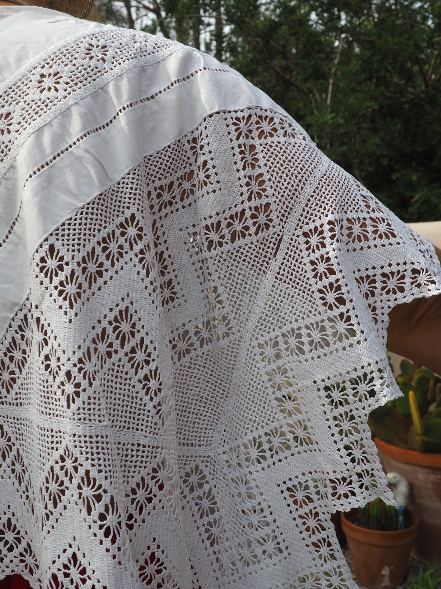 Vintage stunning vintage hand made lace cotton and crochet top up-cycled by Vagabond Ibiza