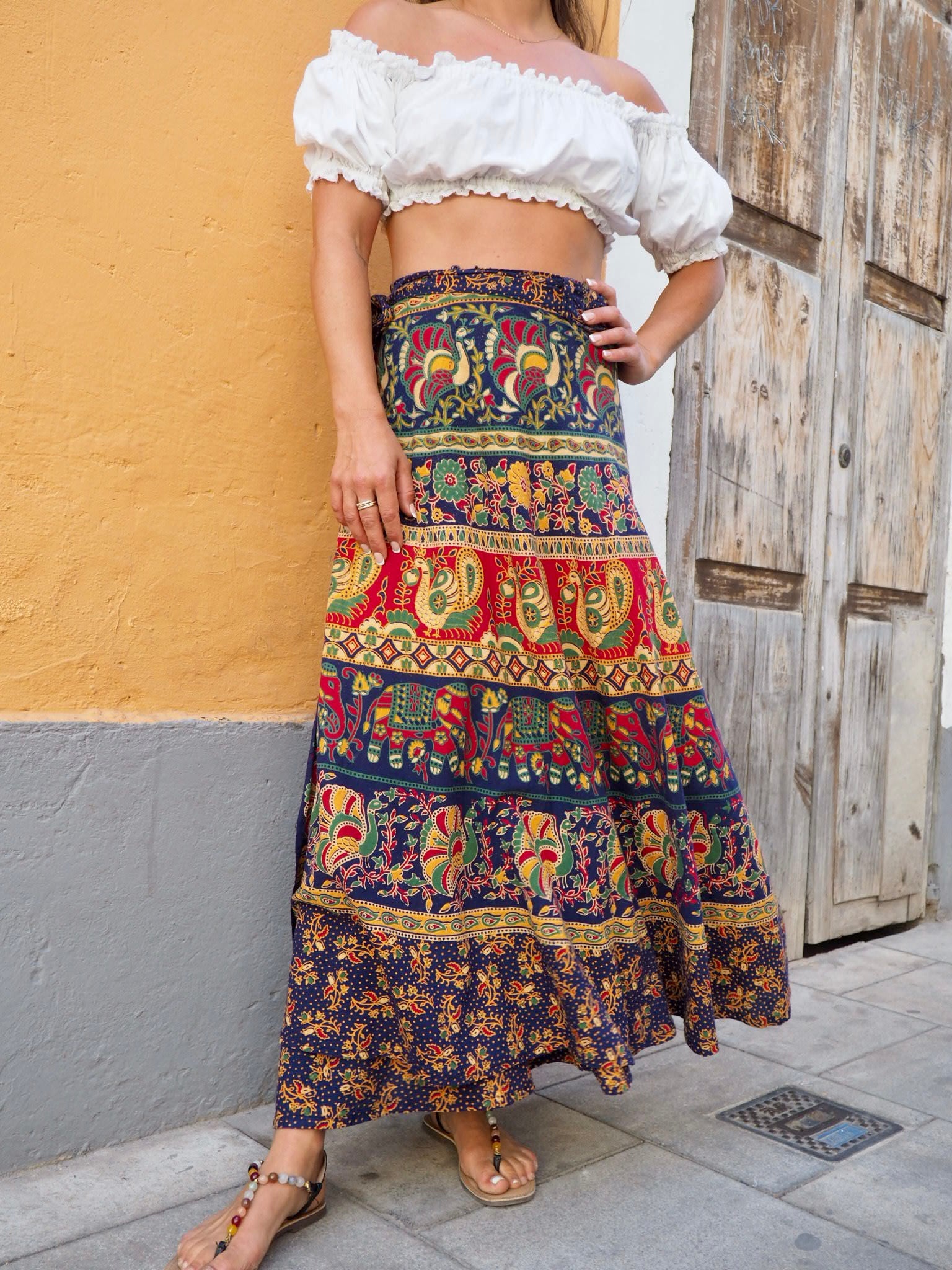 Vintage Indian 1970's cotton block printed wrap skirt – Vagabond Ibiza