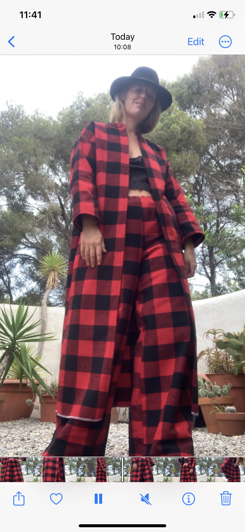 Red and black checked jacket made by Vagabond Ibiza from dead stock vintage textiles
