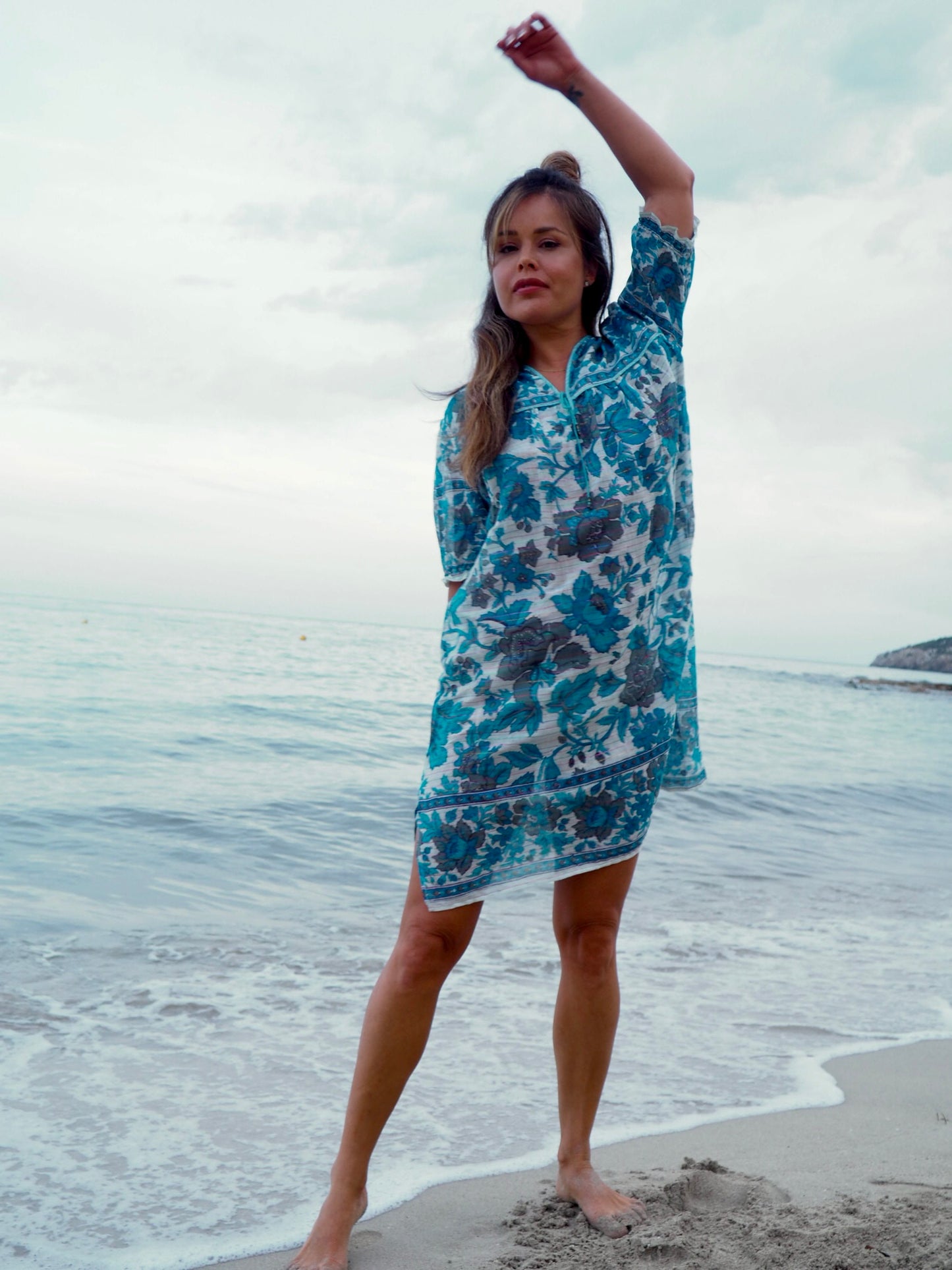 Original vintage 1970’s indian block printed fine cotton gauze dress