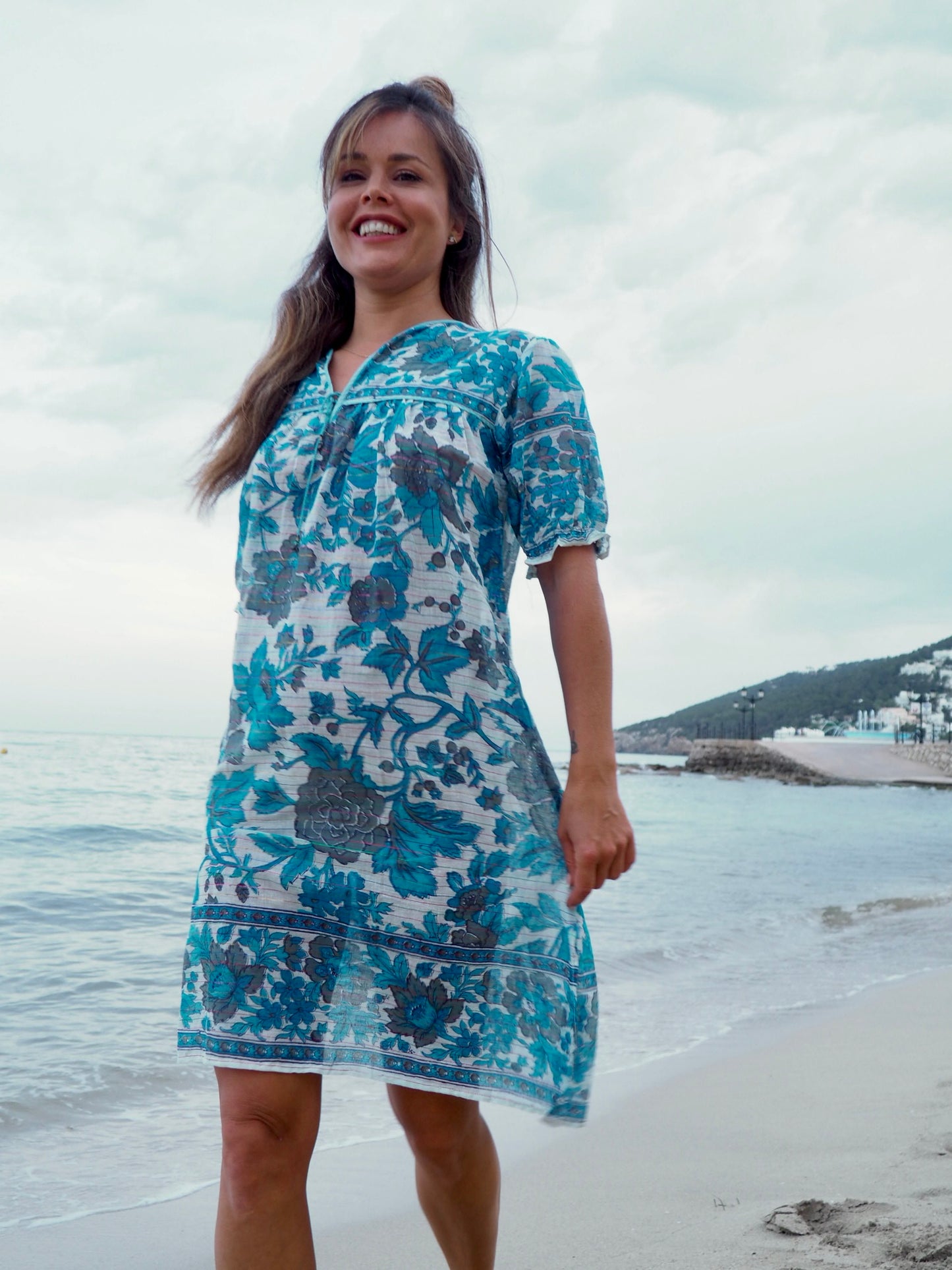 Original vintage 1970’s indian block printed fine cotton gauze dress