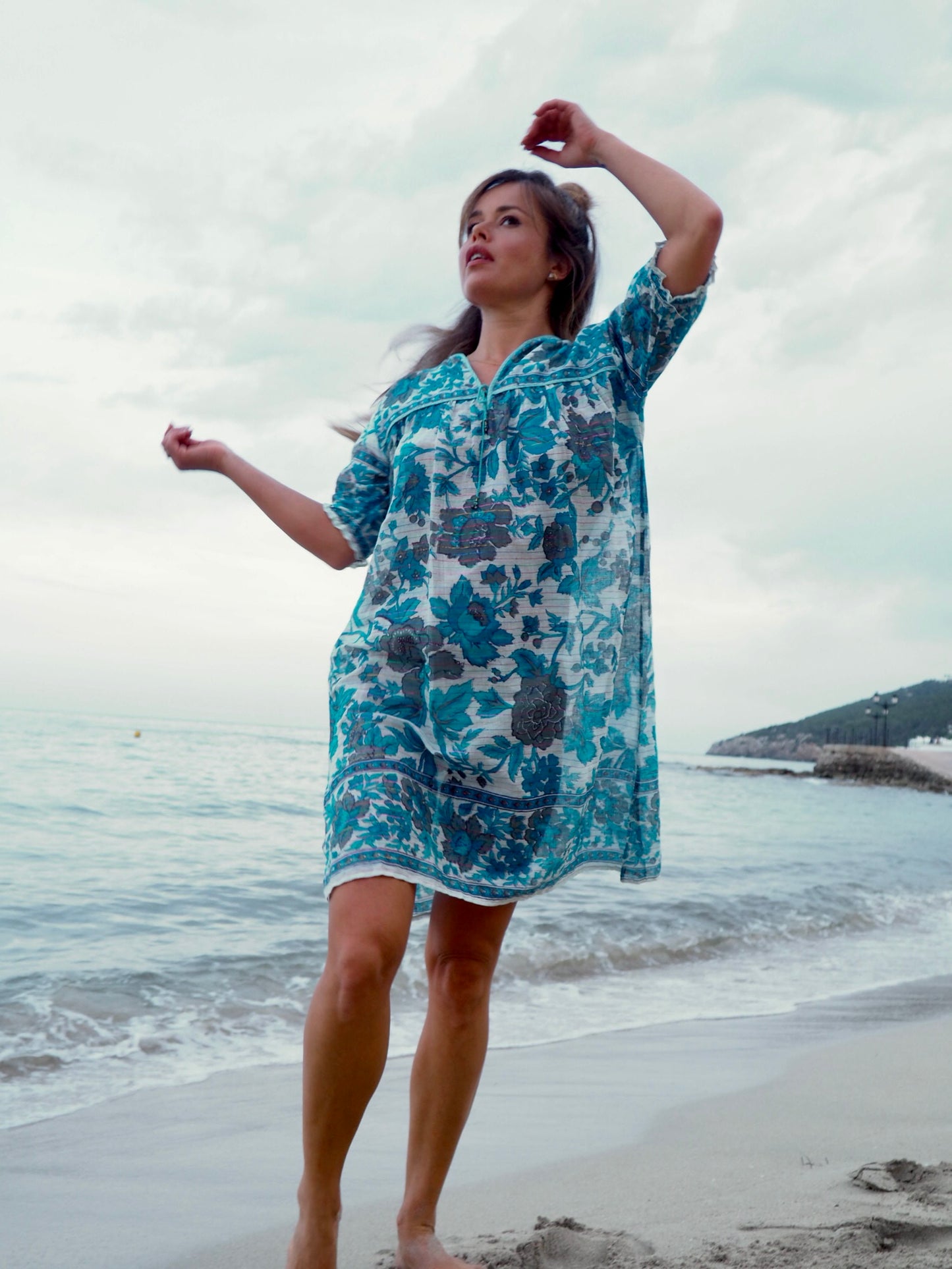 Original vintage 1970’s indian block printed fine cotton gauze dress