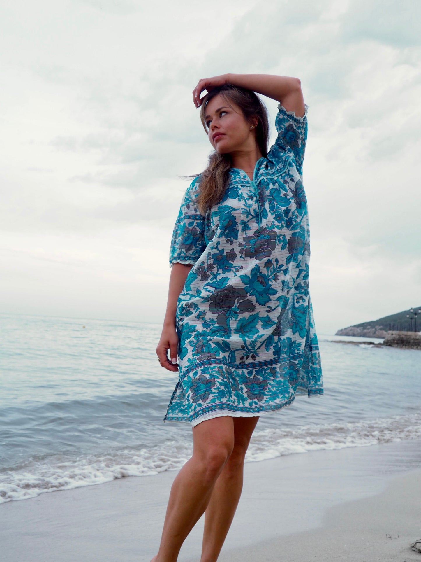 Original vintage 1970’s indian block printed fine cotton gauze dress