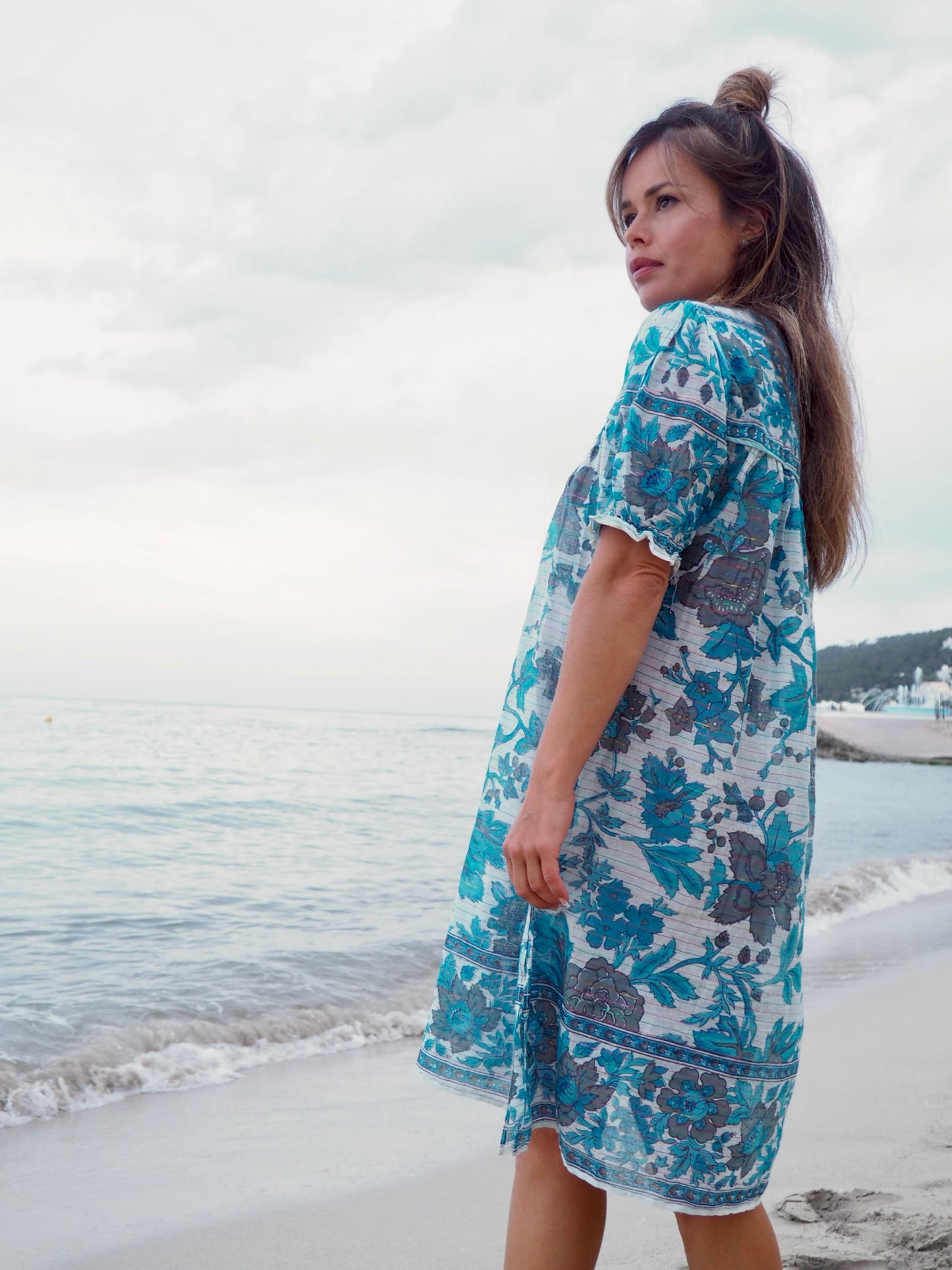 Original vintage 1970’s indian block printed fine cotton gauze dress