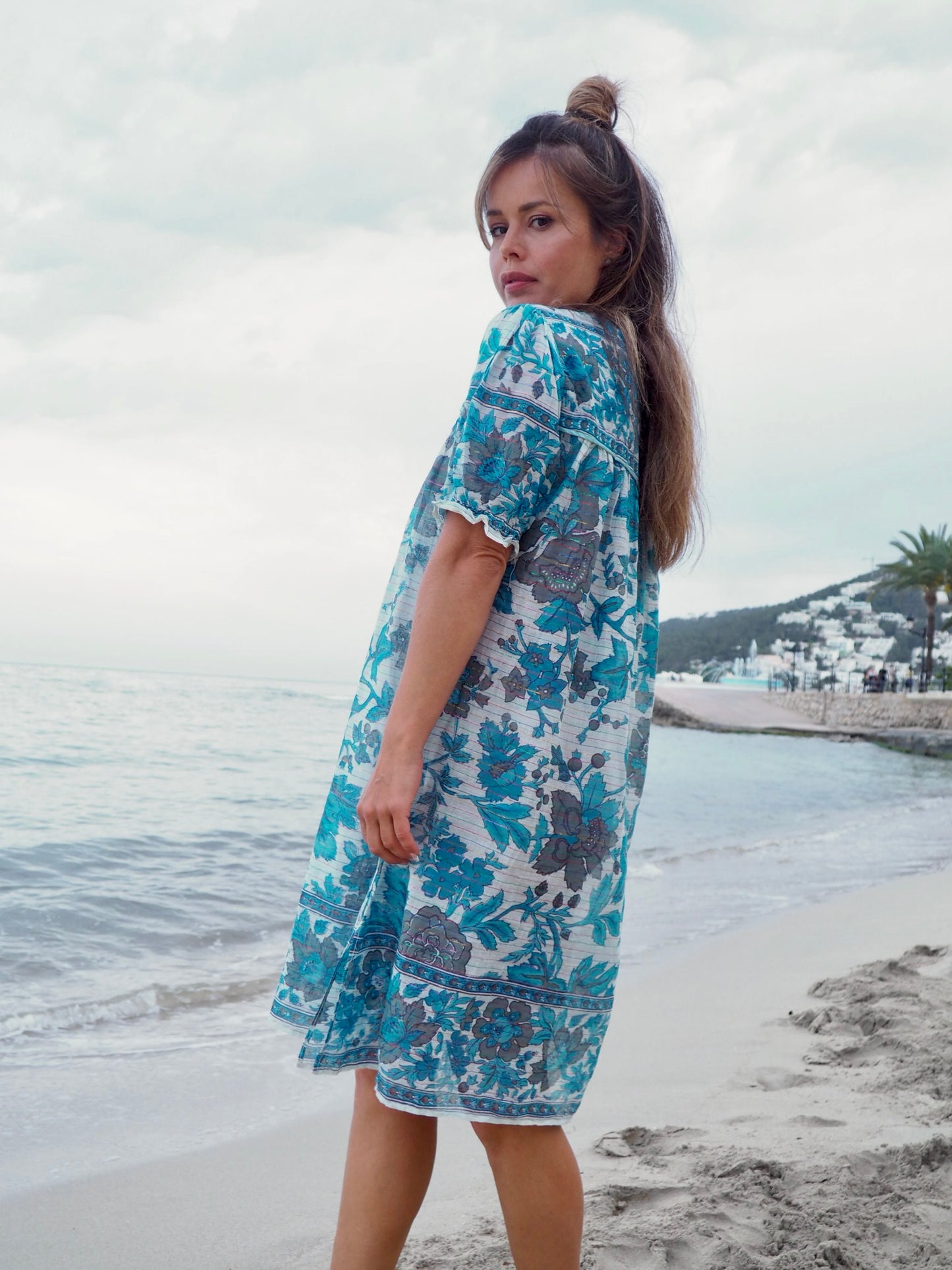 Original vintage 1970’s indian block printed fine cotton gauze dress