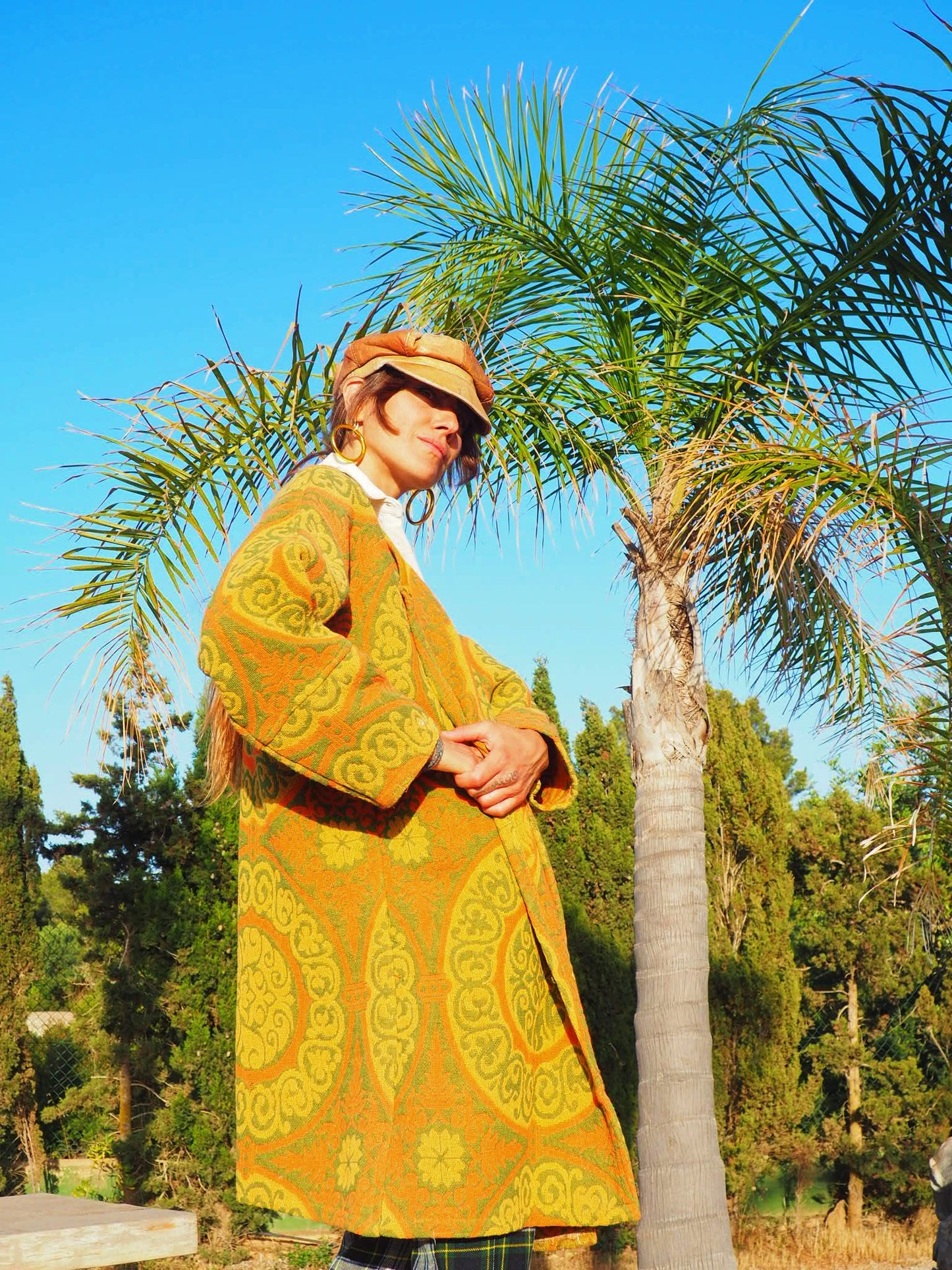 Original Vintage 1970’s cotton curtain fabric up-cycled jacket by Vagabond Ibiza