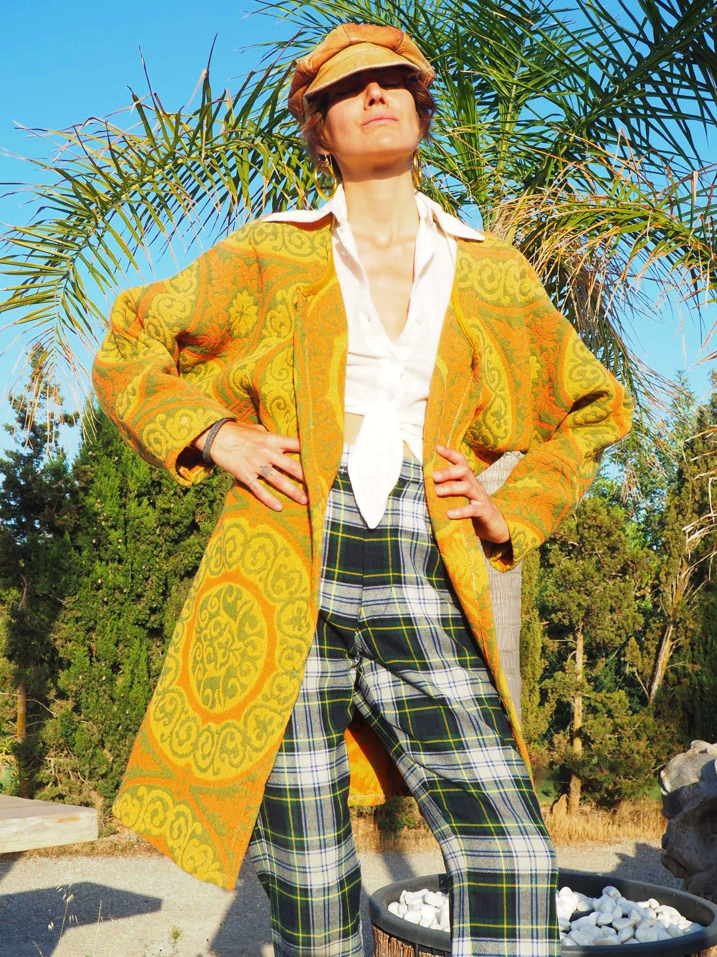 Original Vintage 1970’s cotton curtain fabric up-cycled jacket by Vagabond Ibiza