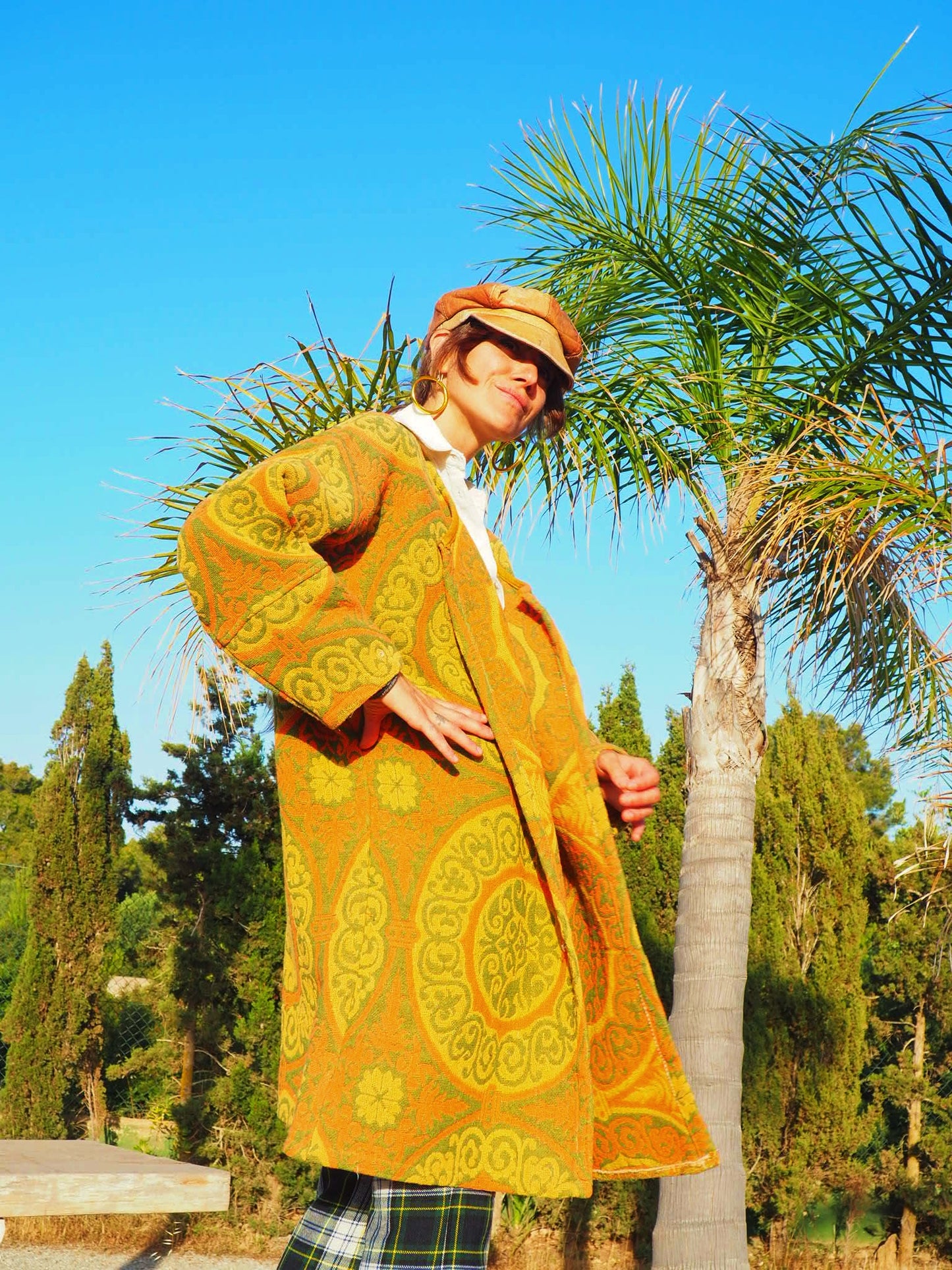 Original Vintage 1970’s cotton curtain fabric up-cycled jacket by Vagabond Ibiza