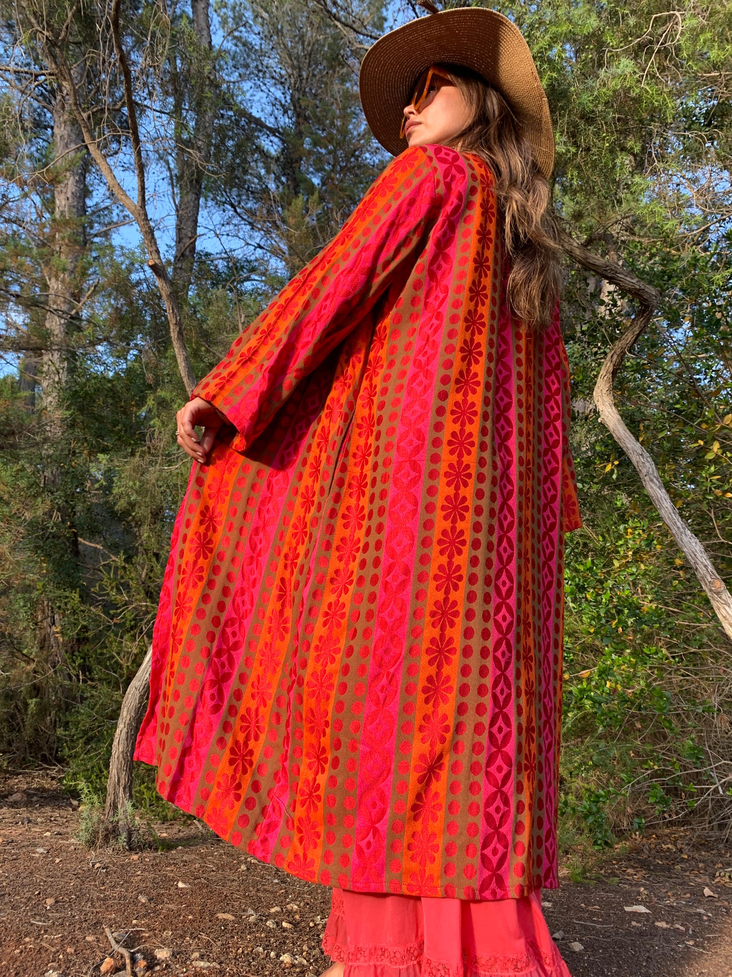 vintage woven jacket upcycled,colourful waistcoat, Vintage Crochet Jacket, up cycled jacket , handmade jacket, striped jacket , vintage jacket, 1970s jacket , long waistcoat, slow fashion , sustainable fashion, vintage shop, ibiza vintage shop, ibiza style, bohemian jacket, boho jacket, colourful jacket, festival jacket, hippie style, 70s clothing, original vintage, recycled fashion brand, sustainable fashion brand, slow fashion brand, rainbow fashion, knitted jacket, woven jacket, winter jacket