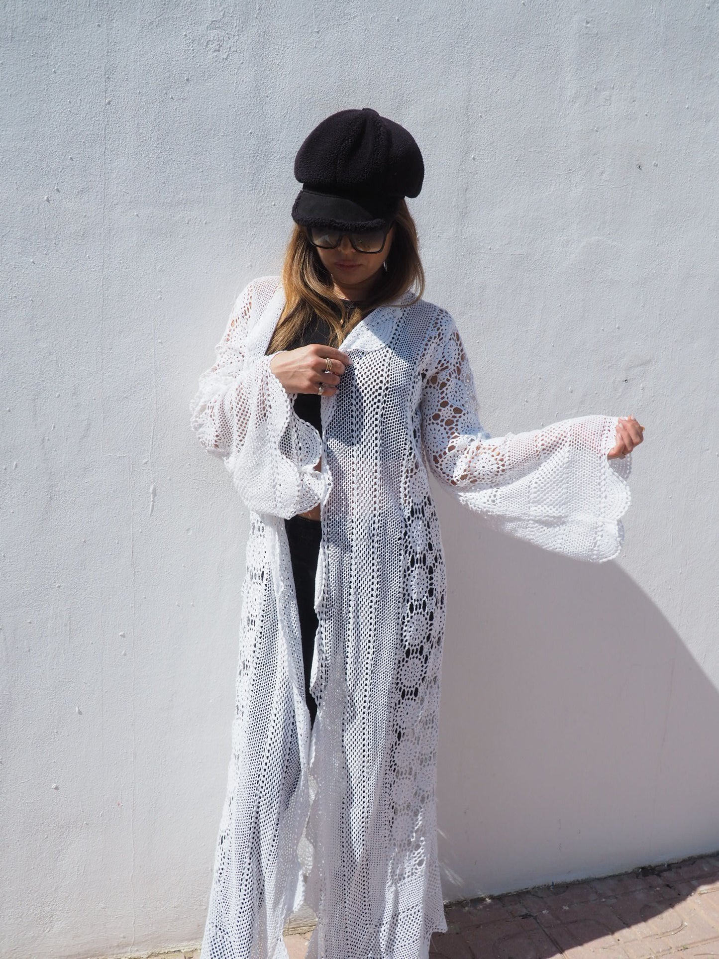 Vintage handmade cotton crochet jacket up-cycled by vagabond ibiza