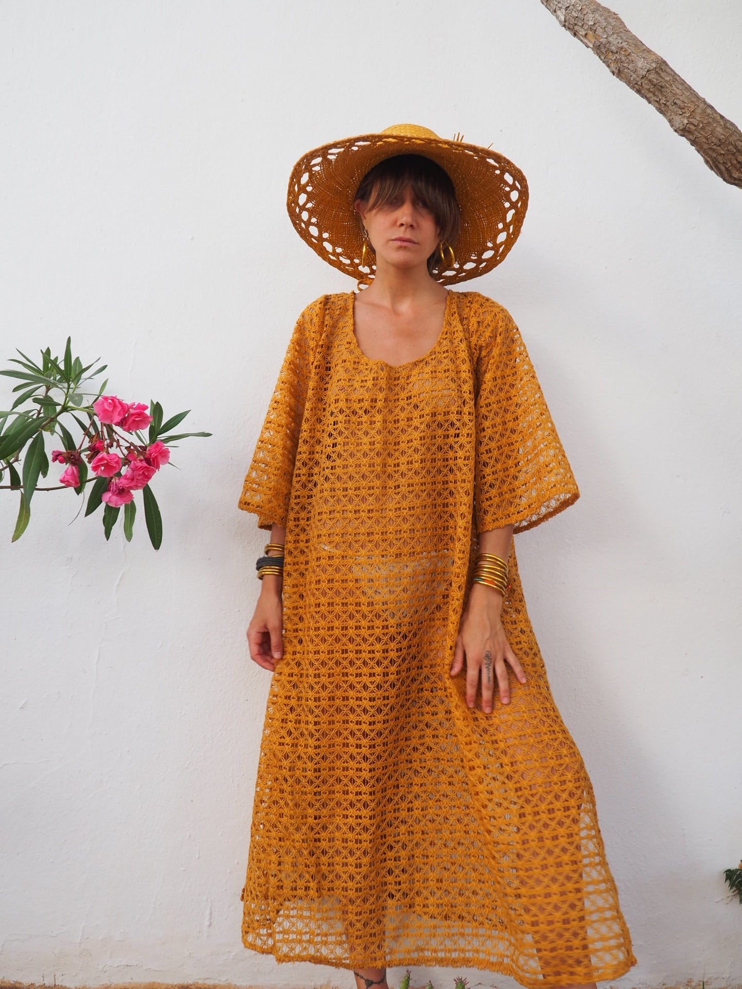 Vintage textiles up-cycled over side dress by Vagabond Ibiza