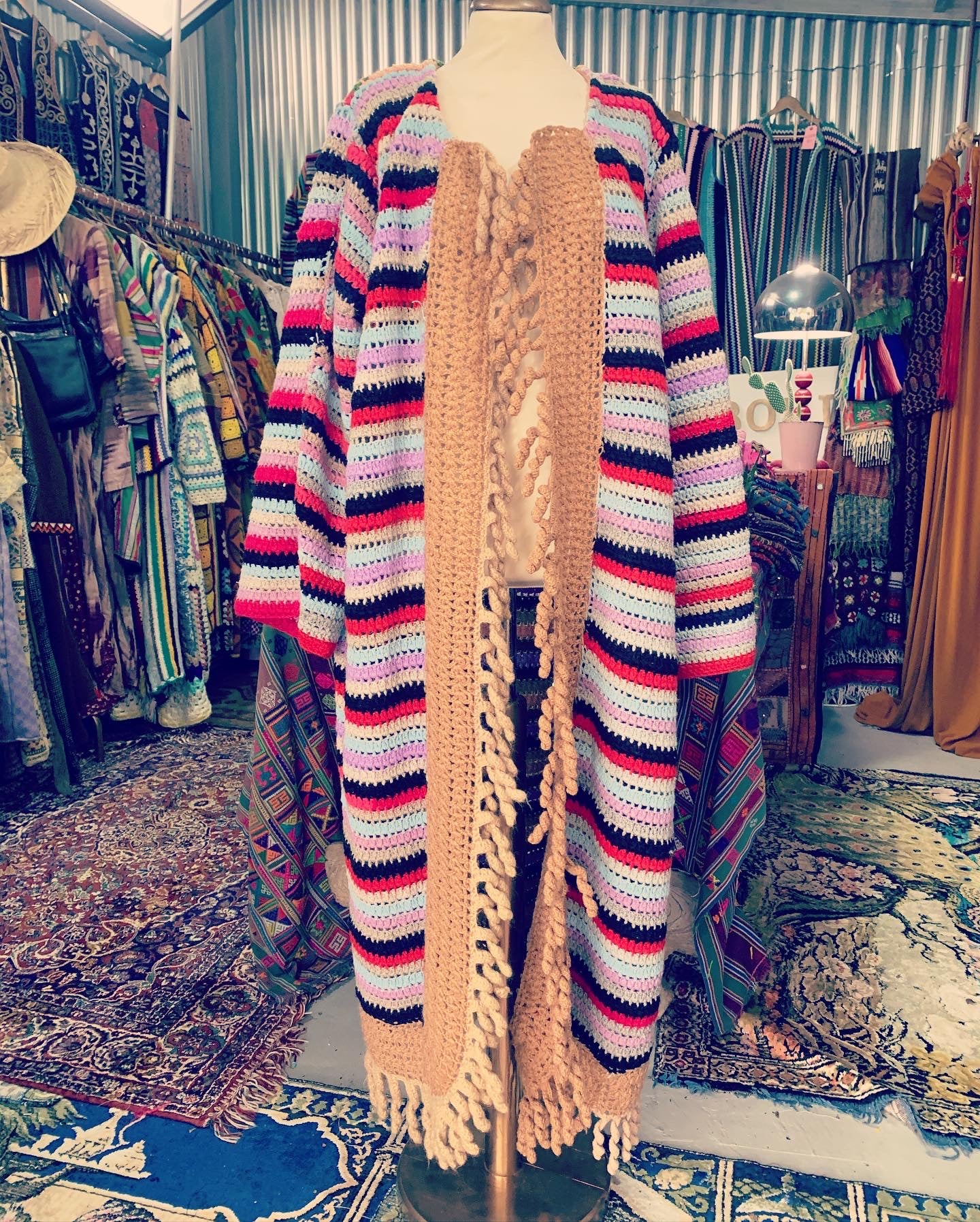 vintage 1970’s crochet up-cycled tássel jacket