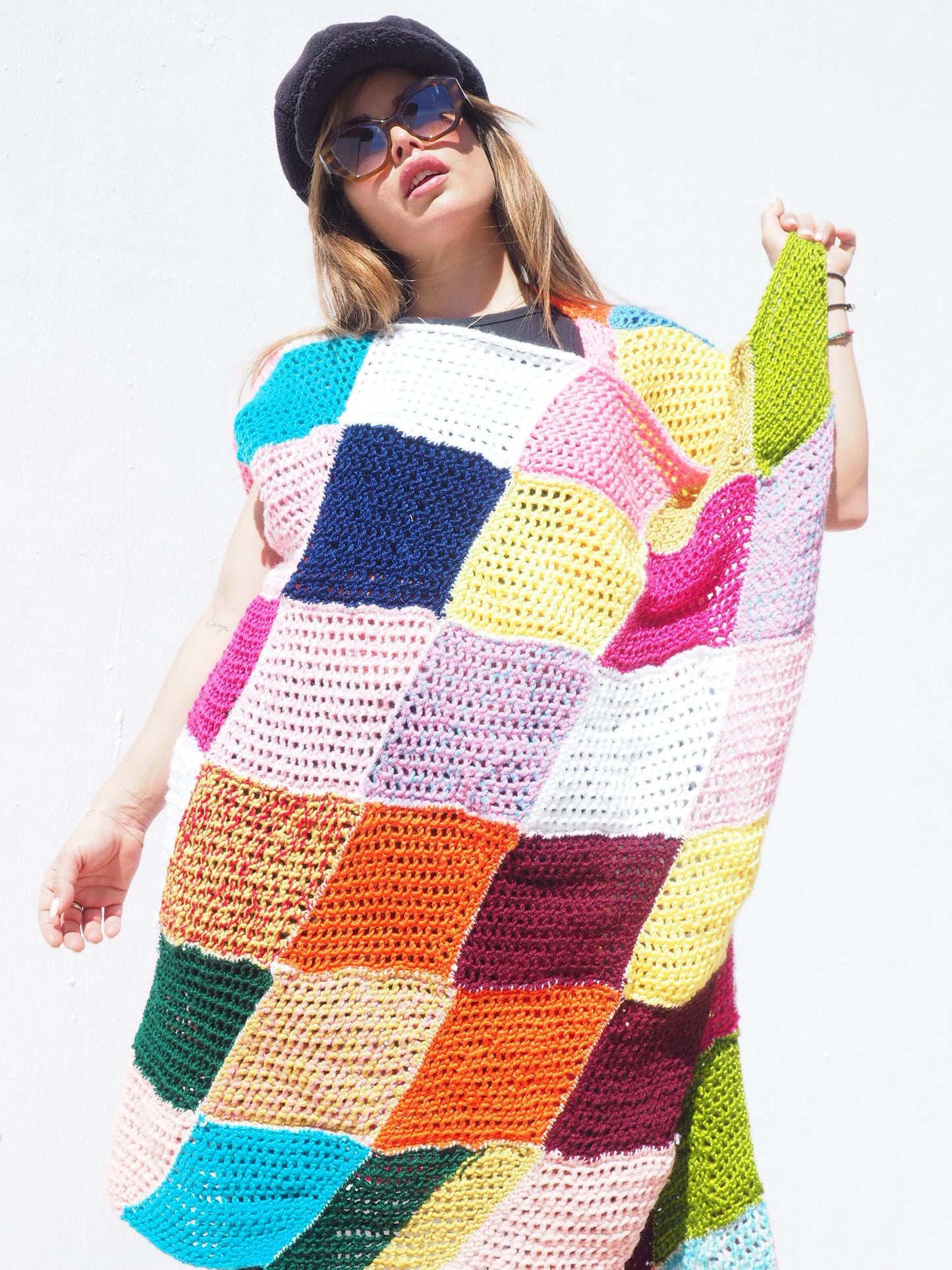 Very colourful handmade vintage crochet waistcoat by up-cycled by Vagabond Ibiza.