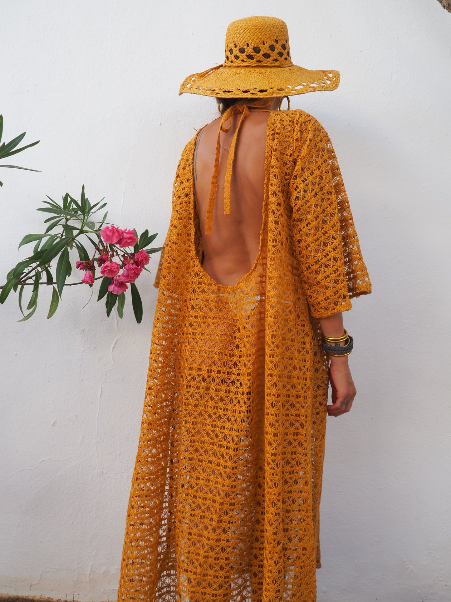 Vintage textiles up-cycled over side dress by Vagabond Ibiza