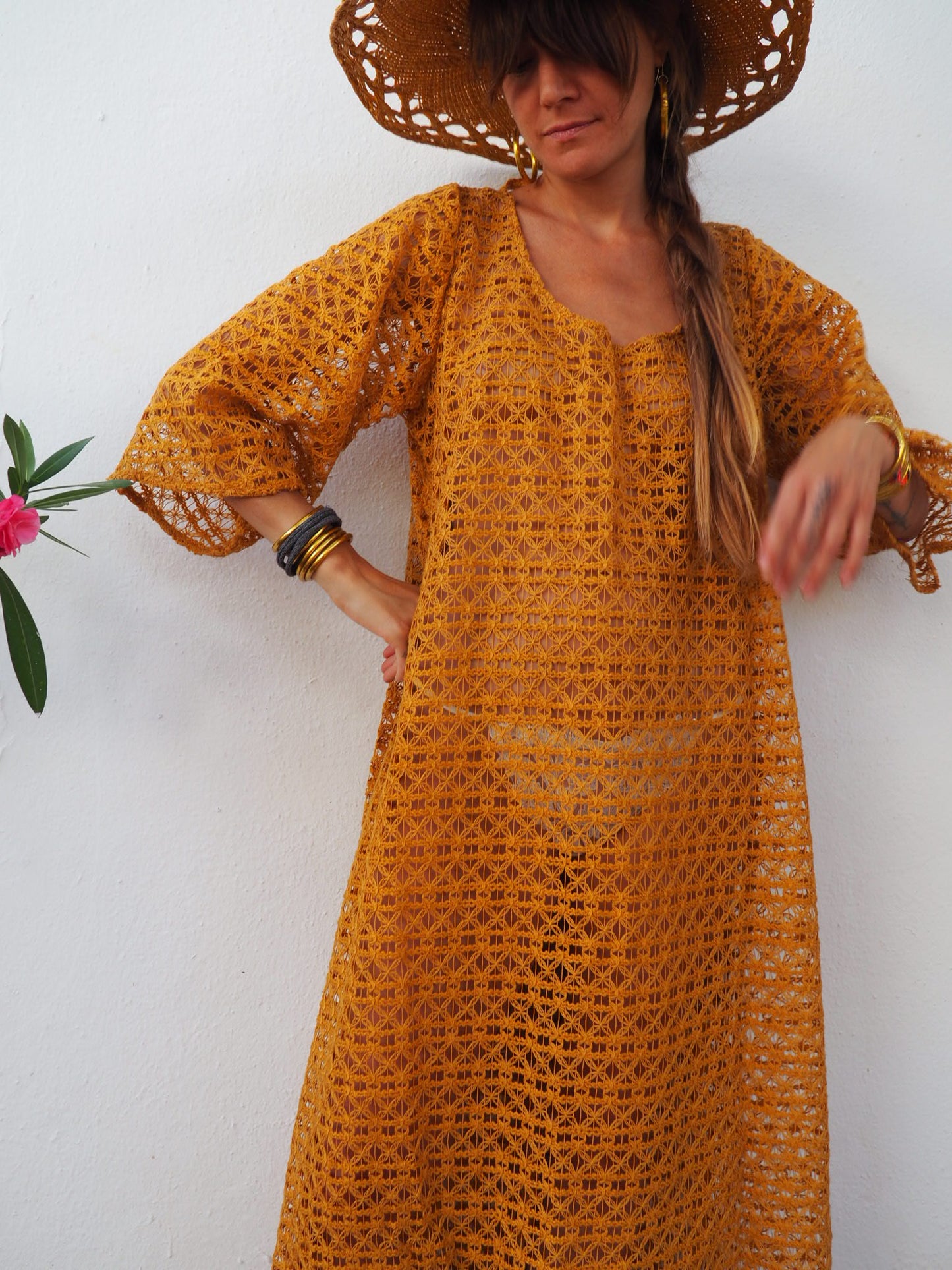 Vintage textiles up-cycled over side dress by Vagabond Ibiza