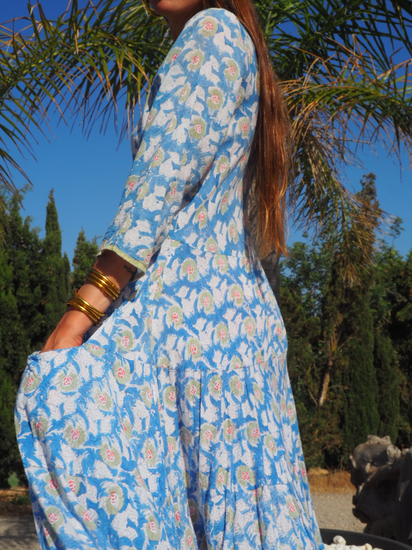 Cotton block printed indian dress