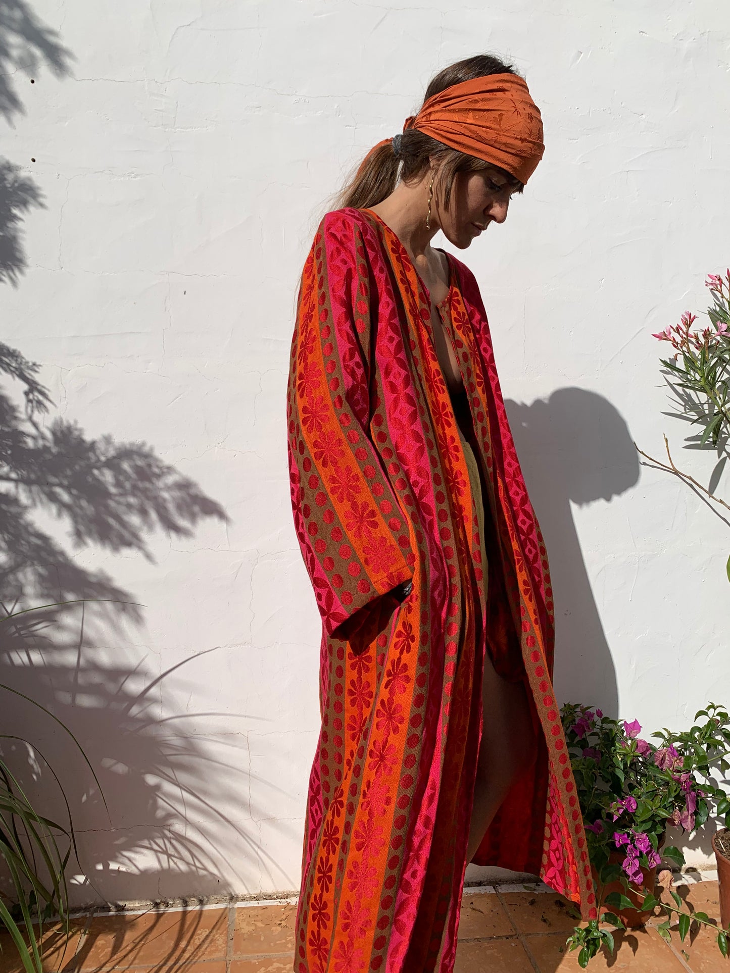jacket with pattern,colourful waistcoat, Vintage Crochet Jacket, up cycled jacket , handmade jacket, striped jacket , vintage jacket, 1970s jacket , long waistcoat, slow fashion , sustainable fashion, vintage shop, ibiza vintage shop, ibiza style, bohemian jacket, boho jacket, colourful jacket, festival jacket, hippie style, 70s clothing, original vintage, recycled fashion brand, sustainable fashion brand, slow fashion brand, rainbow fashion, knitted jacket, woven jacket, winter jacket