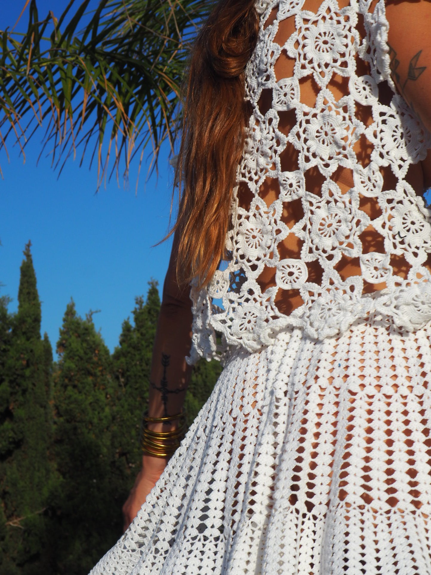 Vintage antique lace crochet up-cycled top made by Vagabond Ibiza