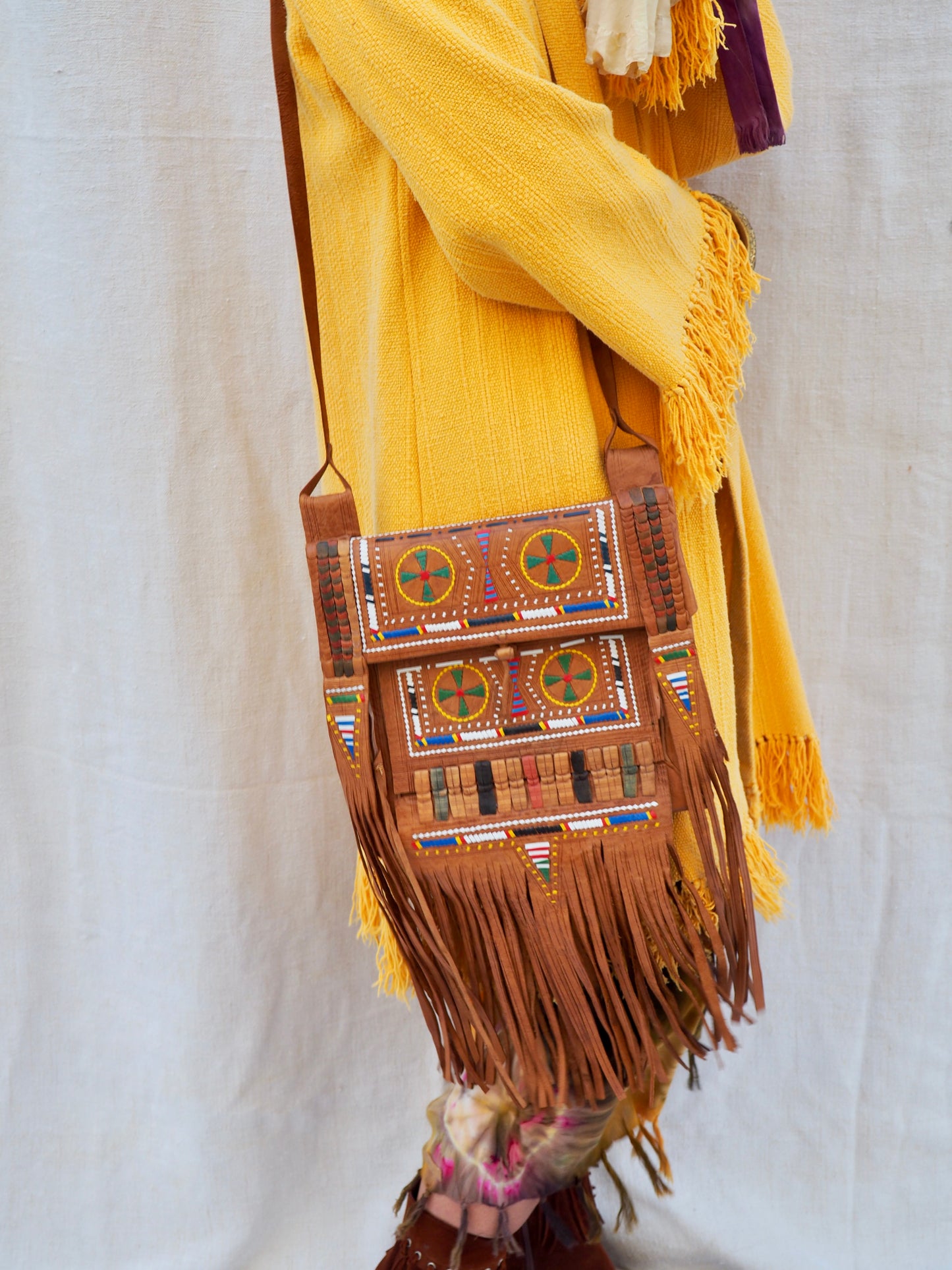 Vintage 1970s Leather Bag with Embroidery & Tassels – Bohemian Collector’s Item