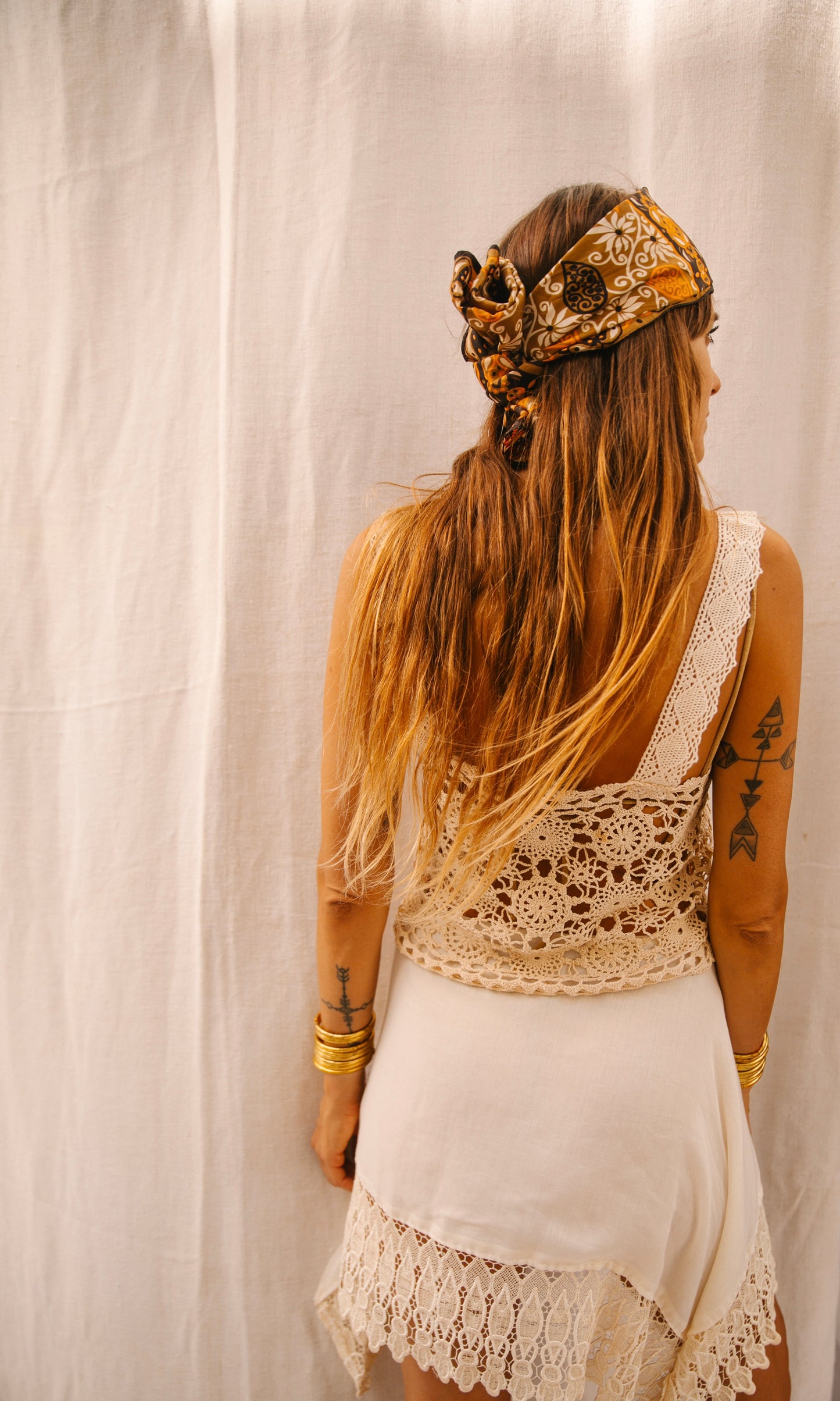 Up-cycled Vintage Silk & Cotton Crochet Top – Handmade by Vagabond Ibiza