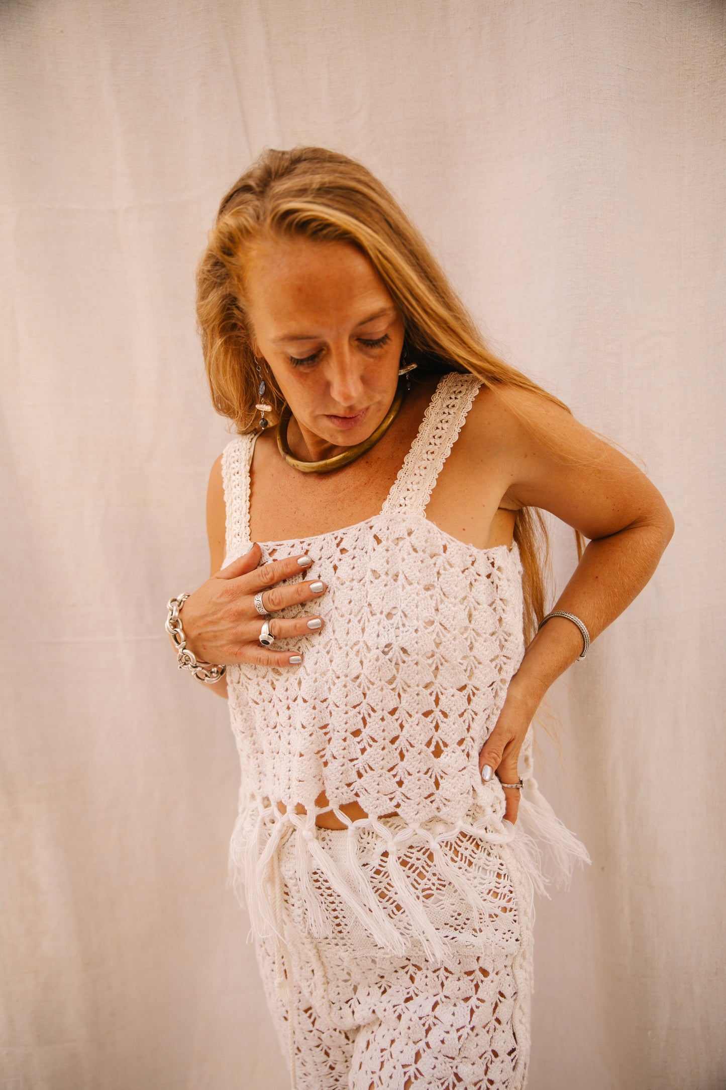 Up-cycled Vintage Crochet Tassel Top – Handmade by Vagabond Ibiza