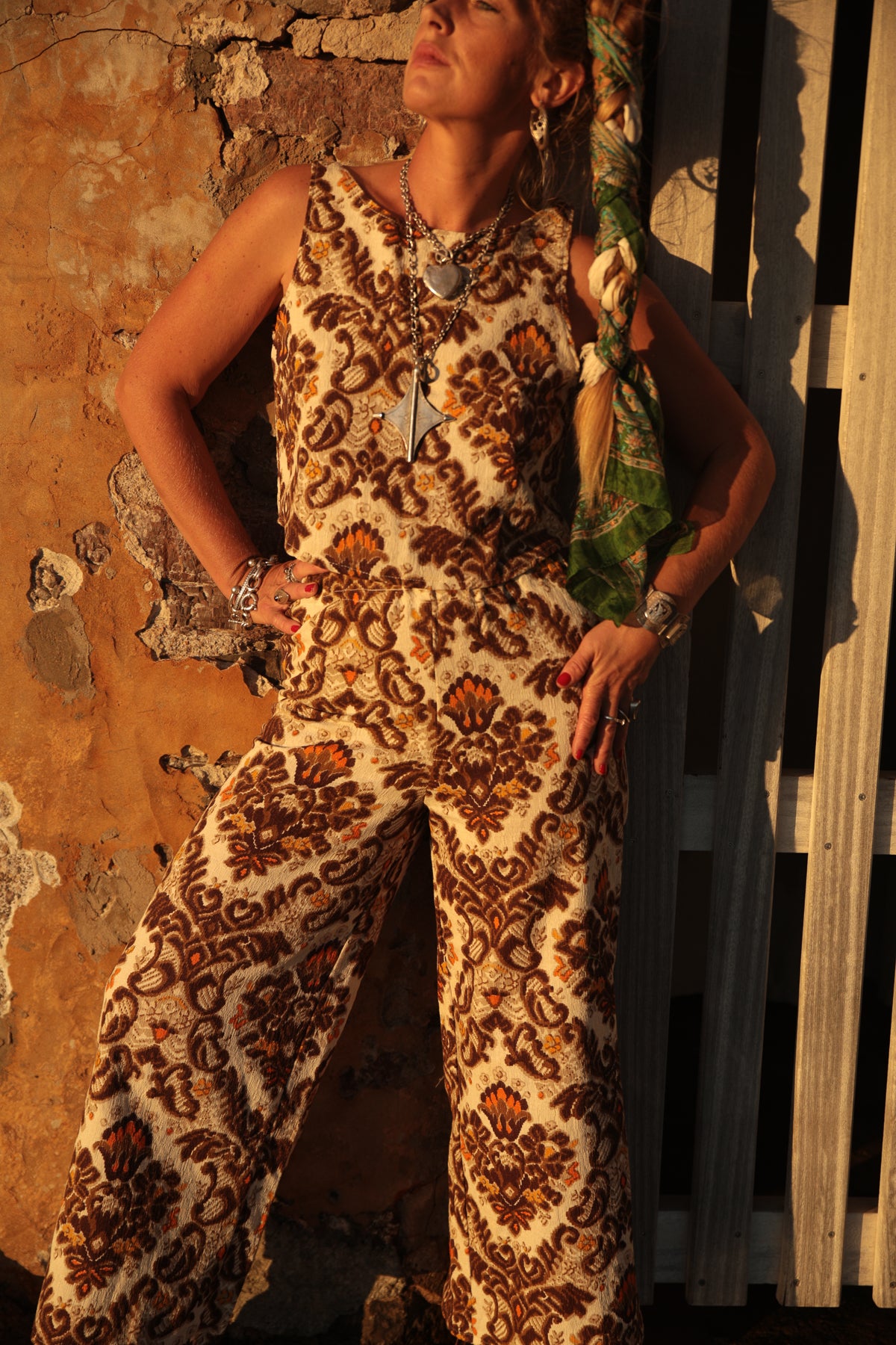 Vintage textiles up-cycled crop top made by vagabond Ibiza pants available separately