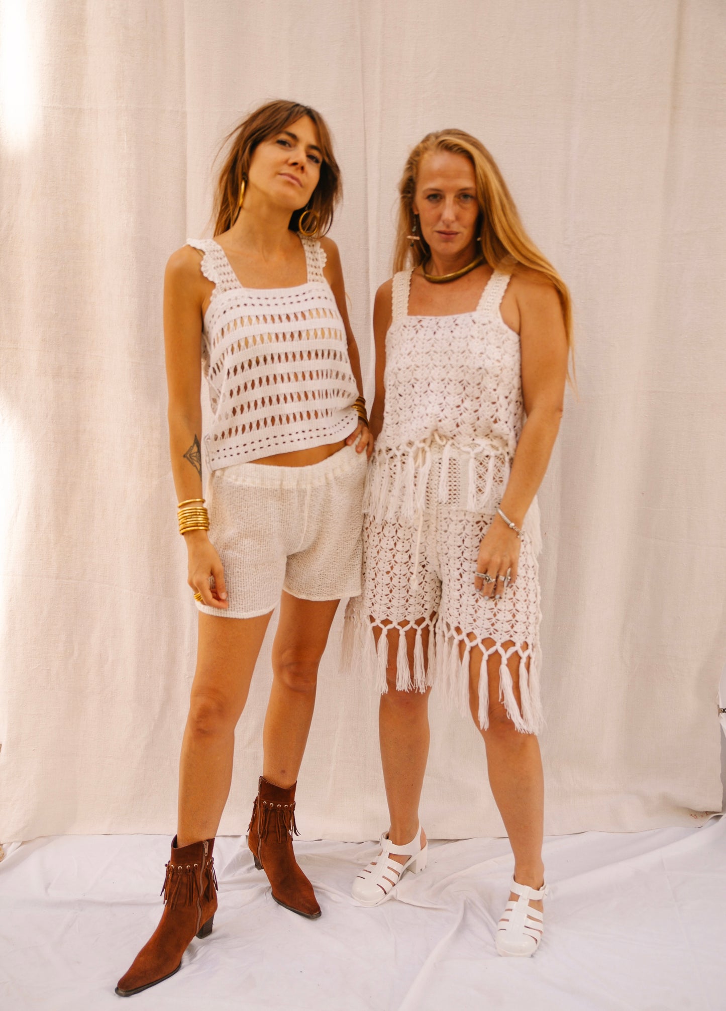 Up-cycled Vintage Crochet Top with French Lace Straps – Handmade by Vagabond Ibiza