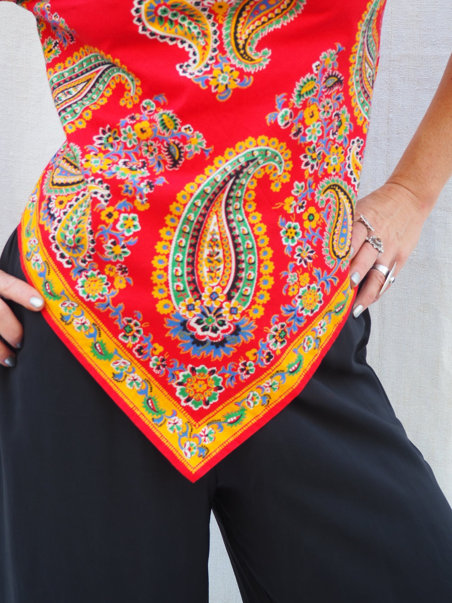 Upcycled 1970s Vintage Paisley Scarf Top – Handmade by Vagabond Ibiza