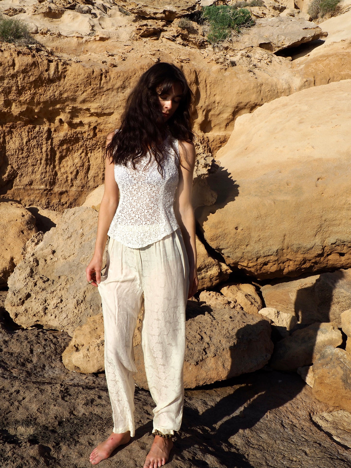 Vagabond Ibiza Upcycled Vintage Lace Top - White