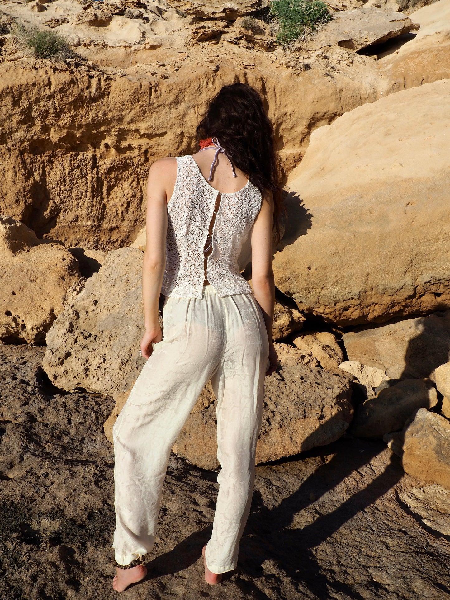 Vagabond Ibiza Upcycled Vintage Lace Top - White