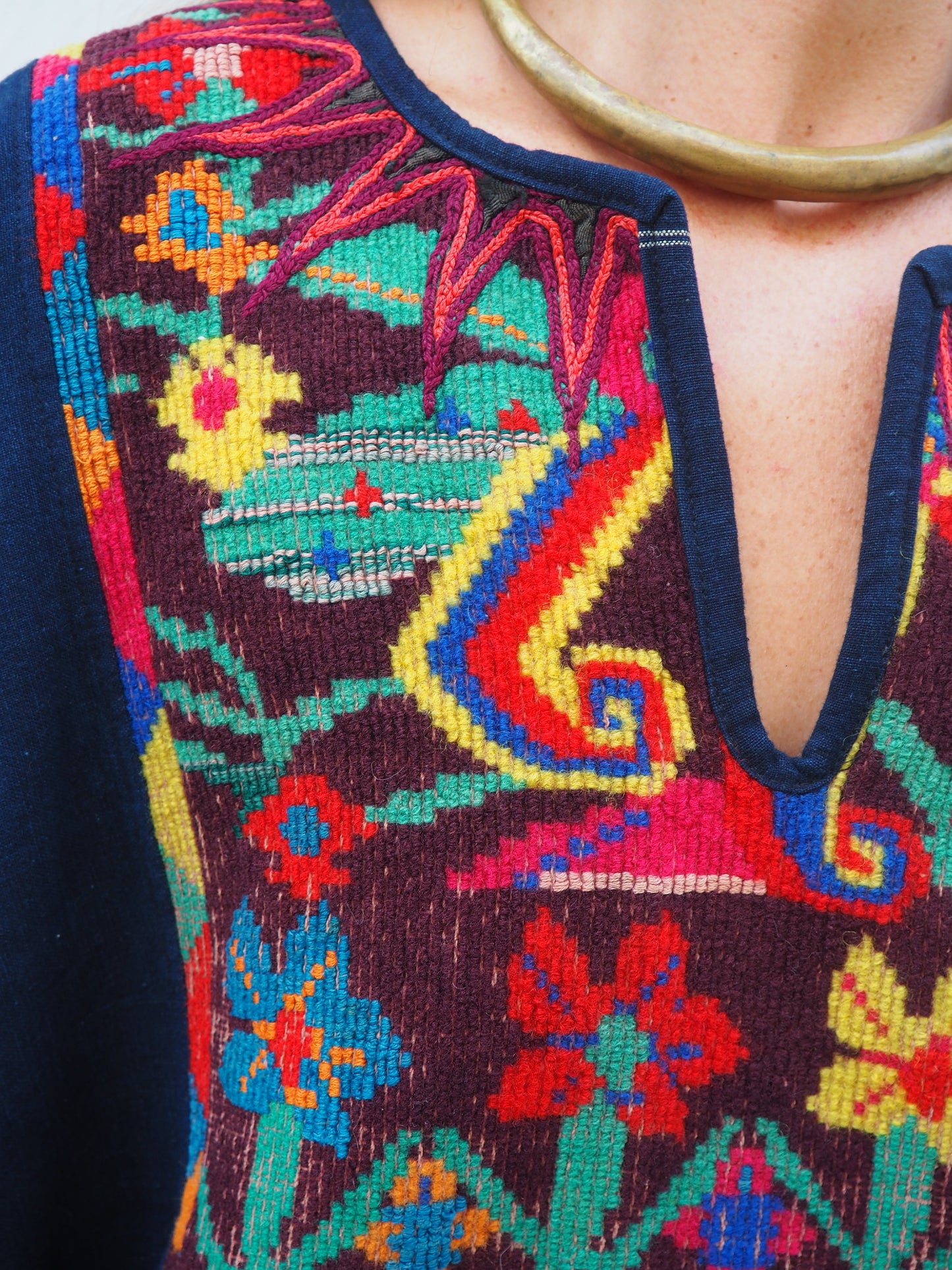 Vintage Guatemalan Oversized Poncho with Traditional Woven Embroidery