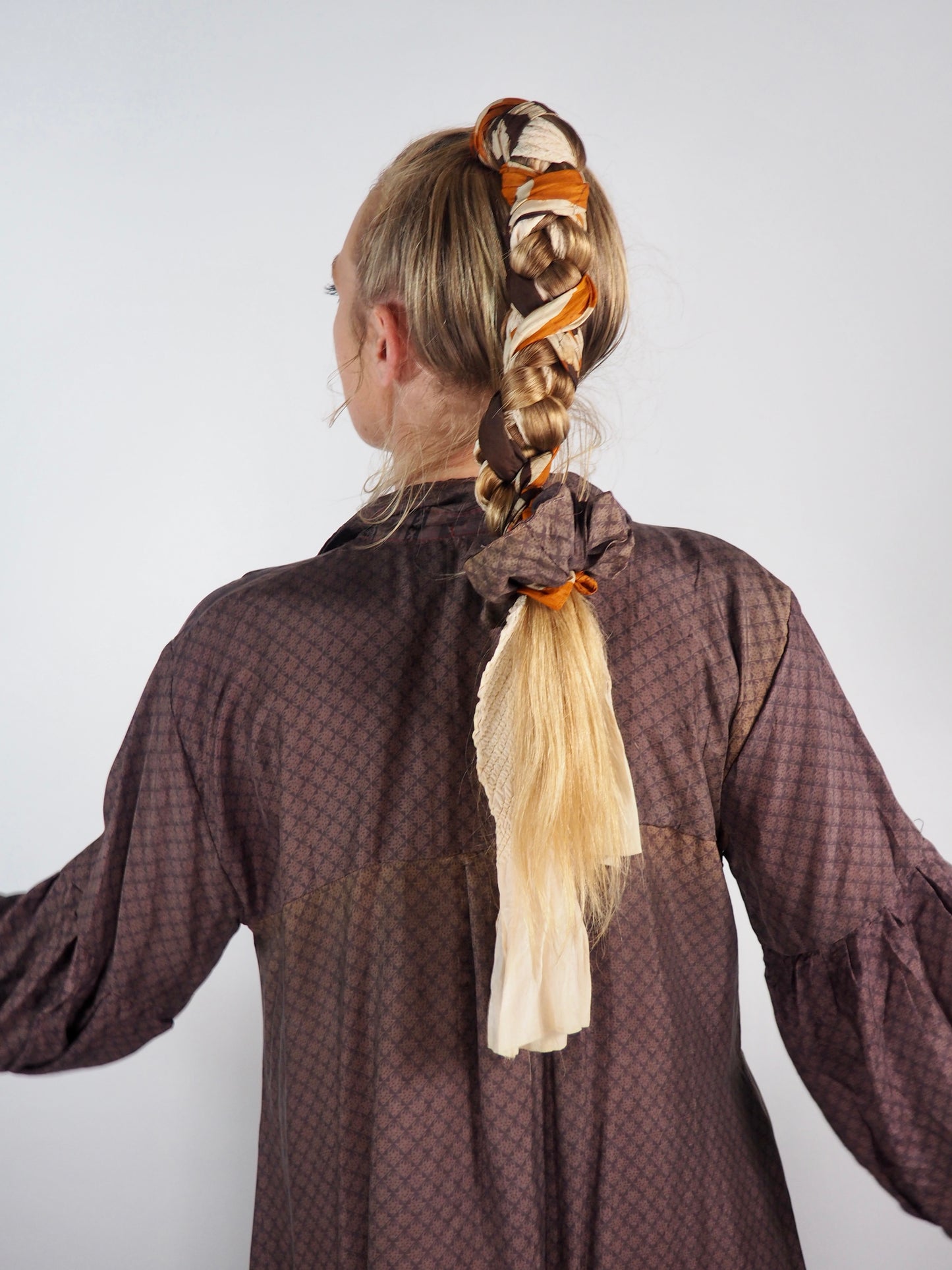 The Lenya Up-cycled Vintage Sari Dress – Sustainable Boho Dress with Oversized Sleeves Matching Scrunchy & Storage Bag*