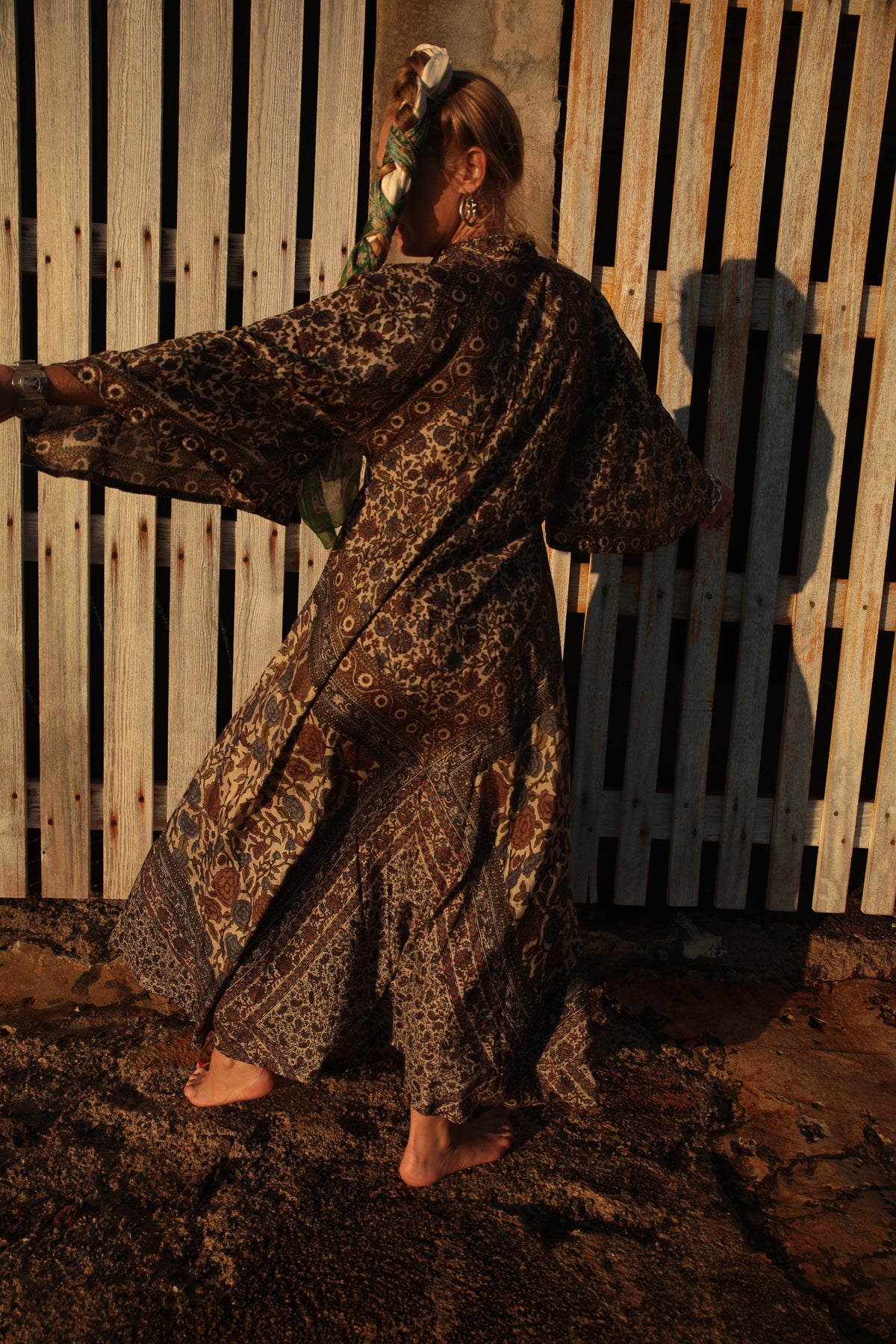 Original vintage Indian 1970’s Phool silk block printed dress a really special unique dress made from beautiful silk