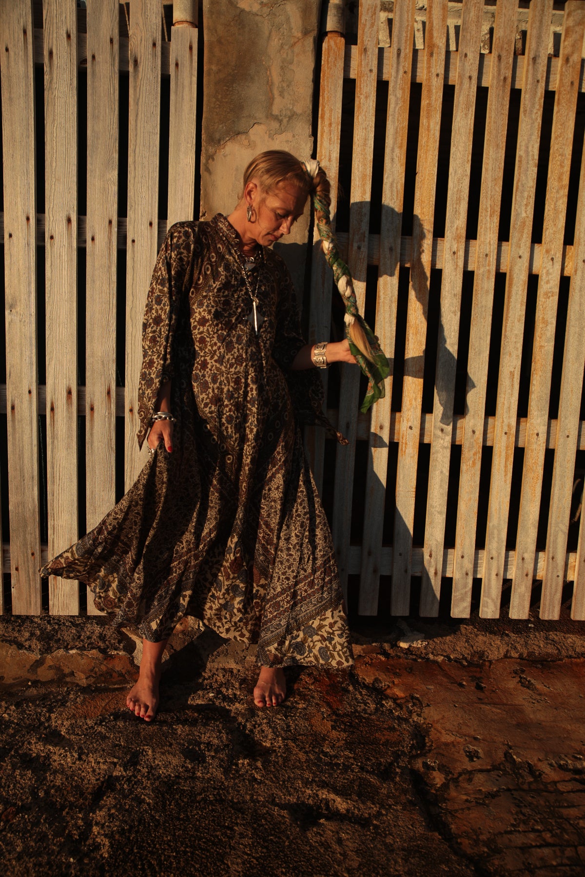 Original vintage Indian 1970’s Phool silk block printed dress a really special unique dress made from beautiful silk