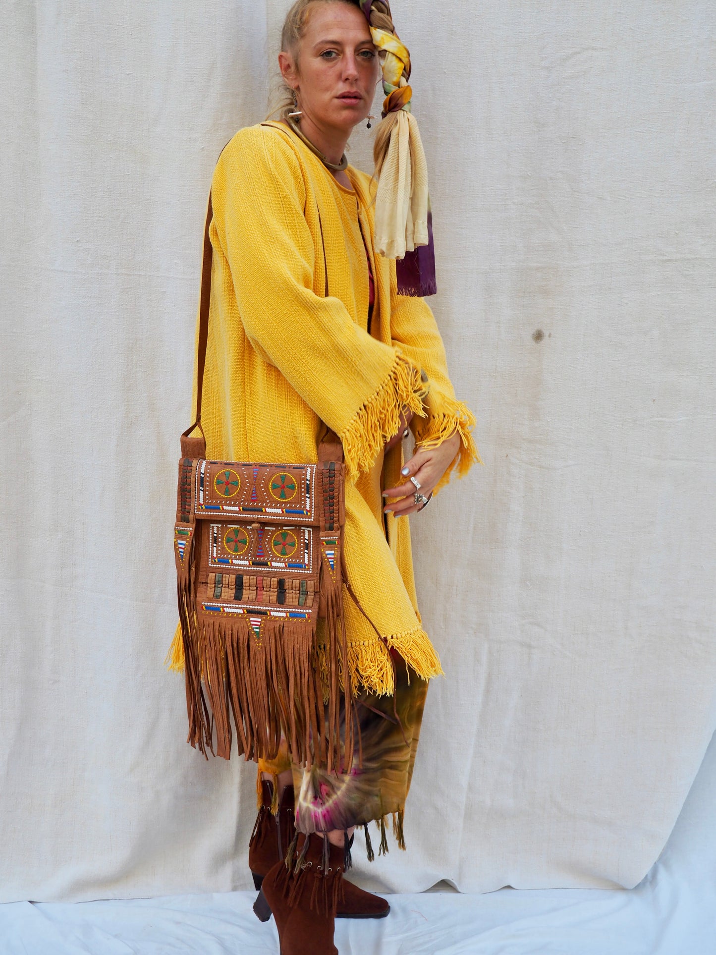 Vintage 1970s Leather Bag with Embroidery & Tassels – Bohemian Collector’s Item