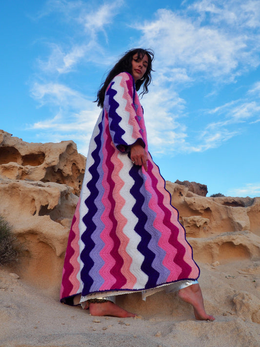 Vintage wool crochet jacket up-cycled by Vagabond Ibiza
