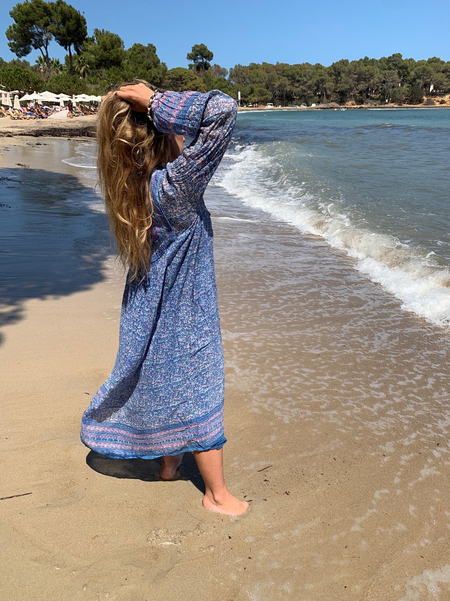 Vintage 1970’s Indian cotton block printed purple floral dress