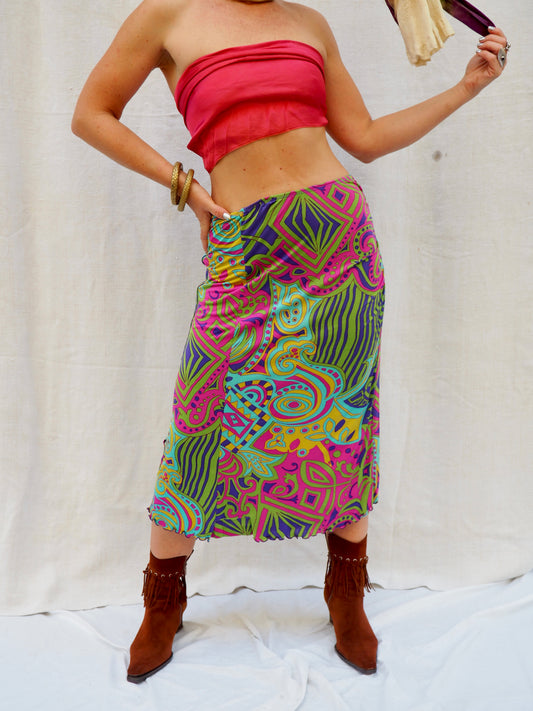 Etro Designer Double-Layered Skirt with Side Split – Small to Medium