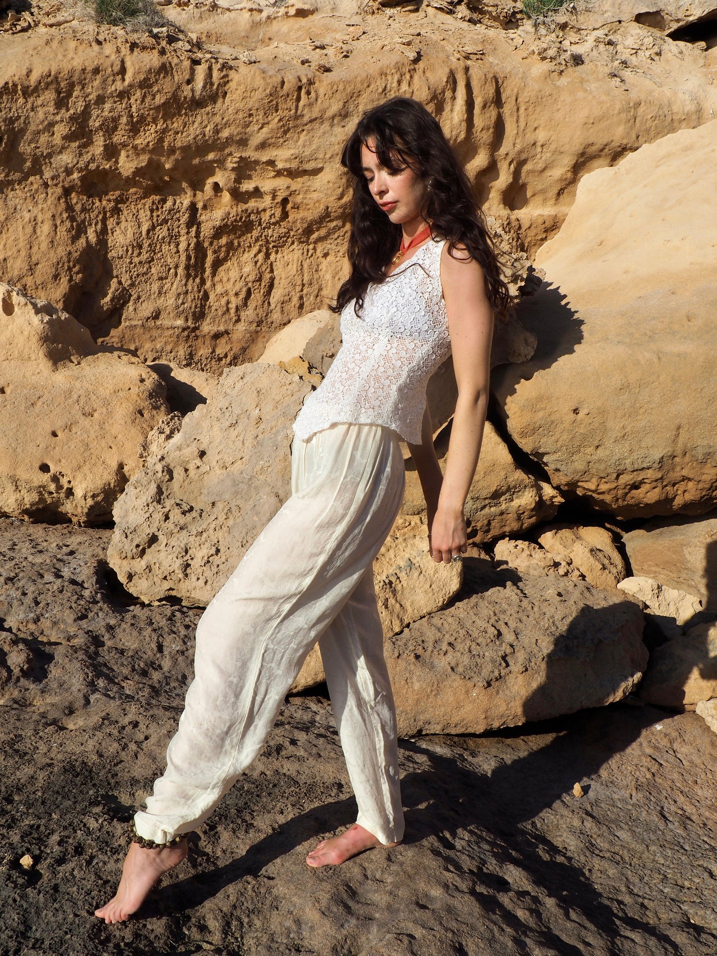 Vagabond Ibiza Upcycled Vintage Lace Top - White