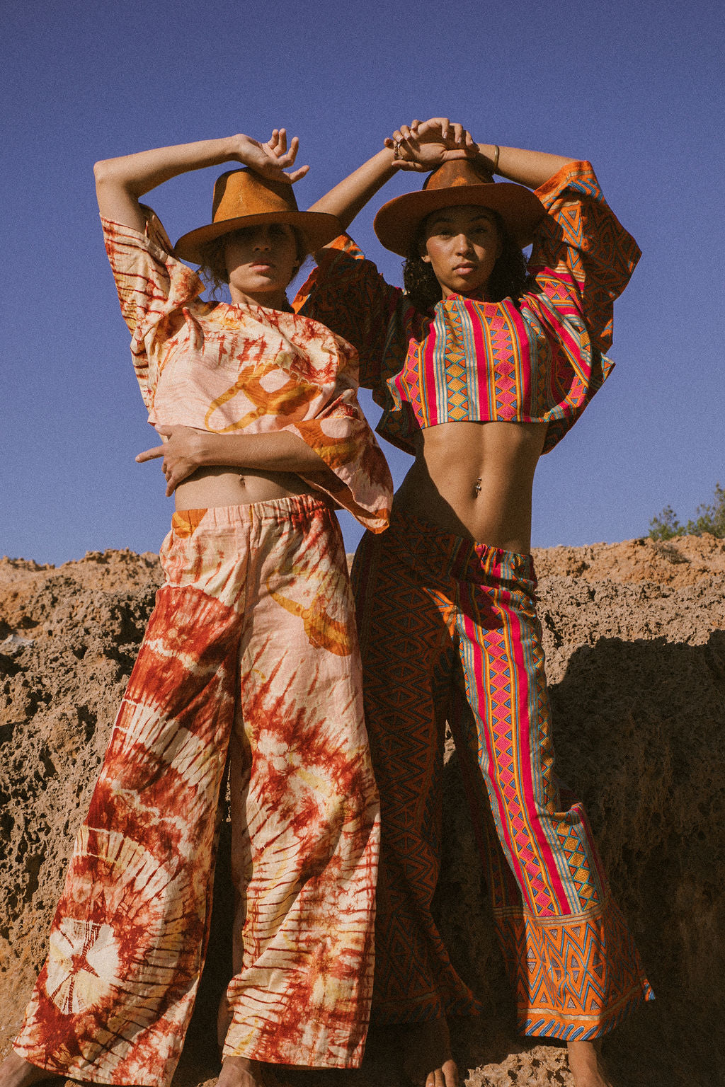Saraya Set – Sunset Gold pink and orange cotton 2 piece