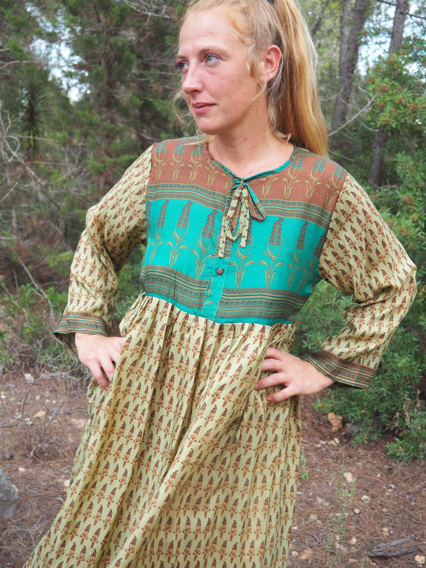 Vintage Indian sari dress up-cycled by Vagabond Ibiza