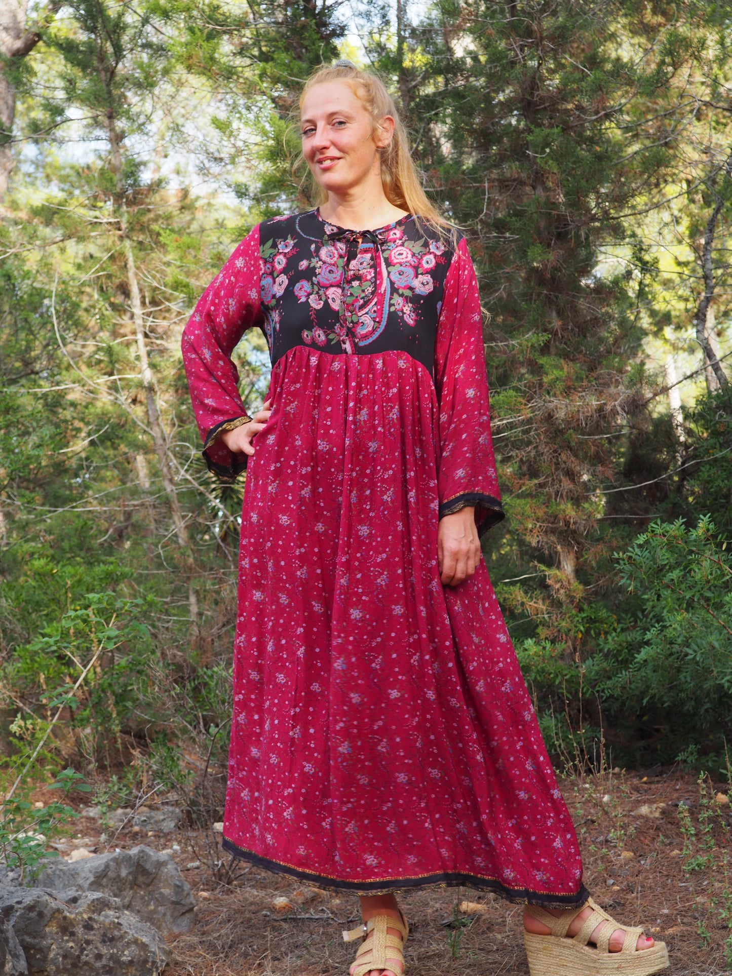 Vintage Indian sari dress up-cycled by Vagabond Ibiza