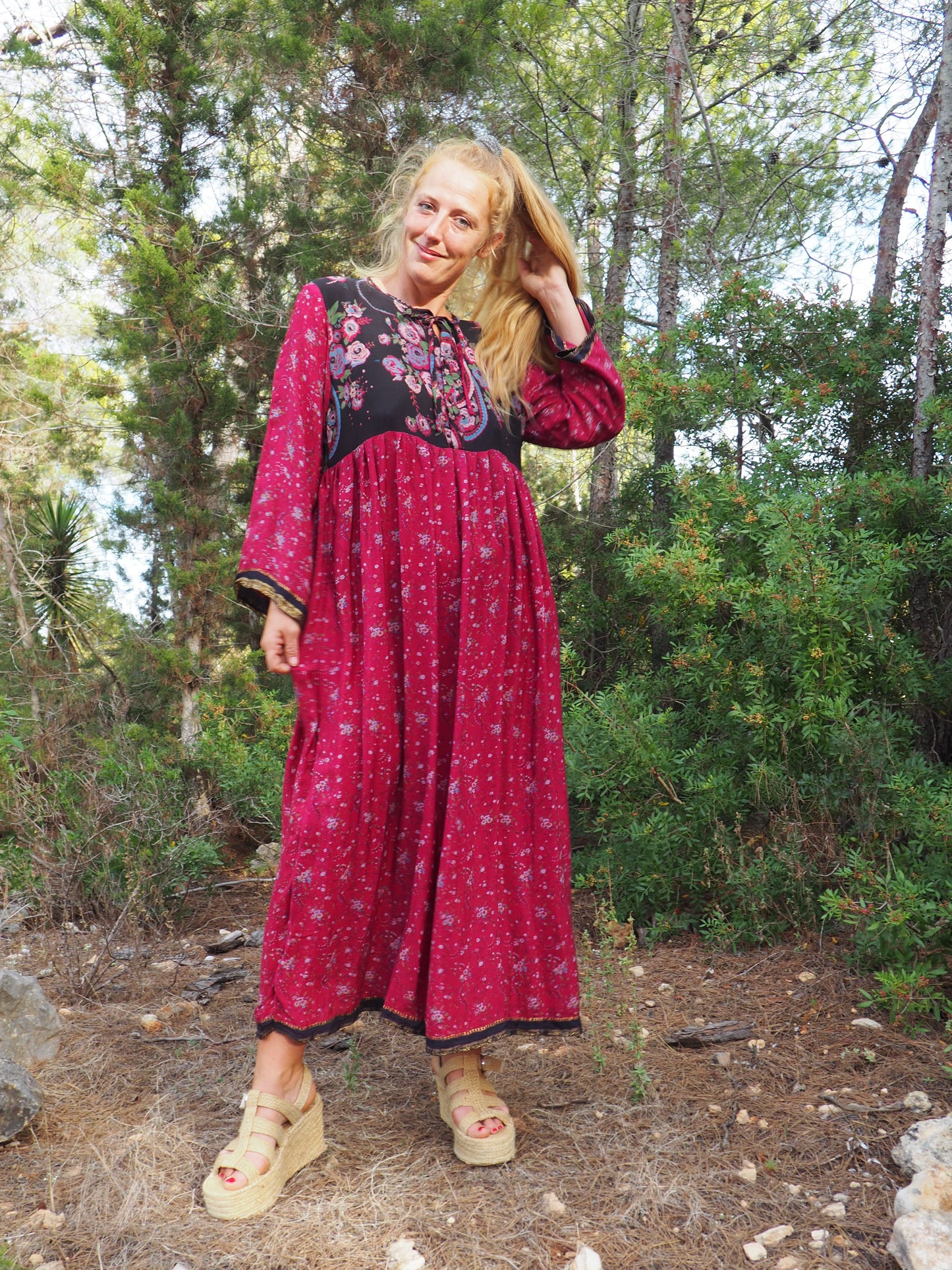 Vintage Indian sari dress up-cycled by Vagabond Ibiza