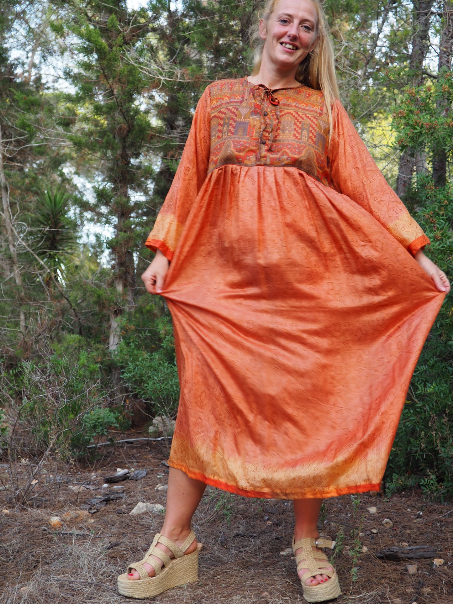 Vintage Indian sari dress up-cycled by Vagabond Ibiza