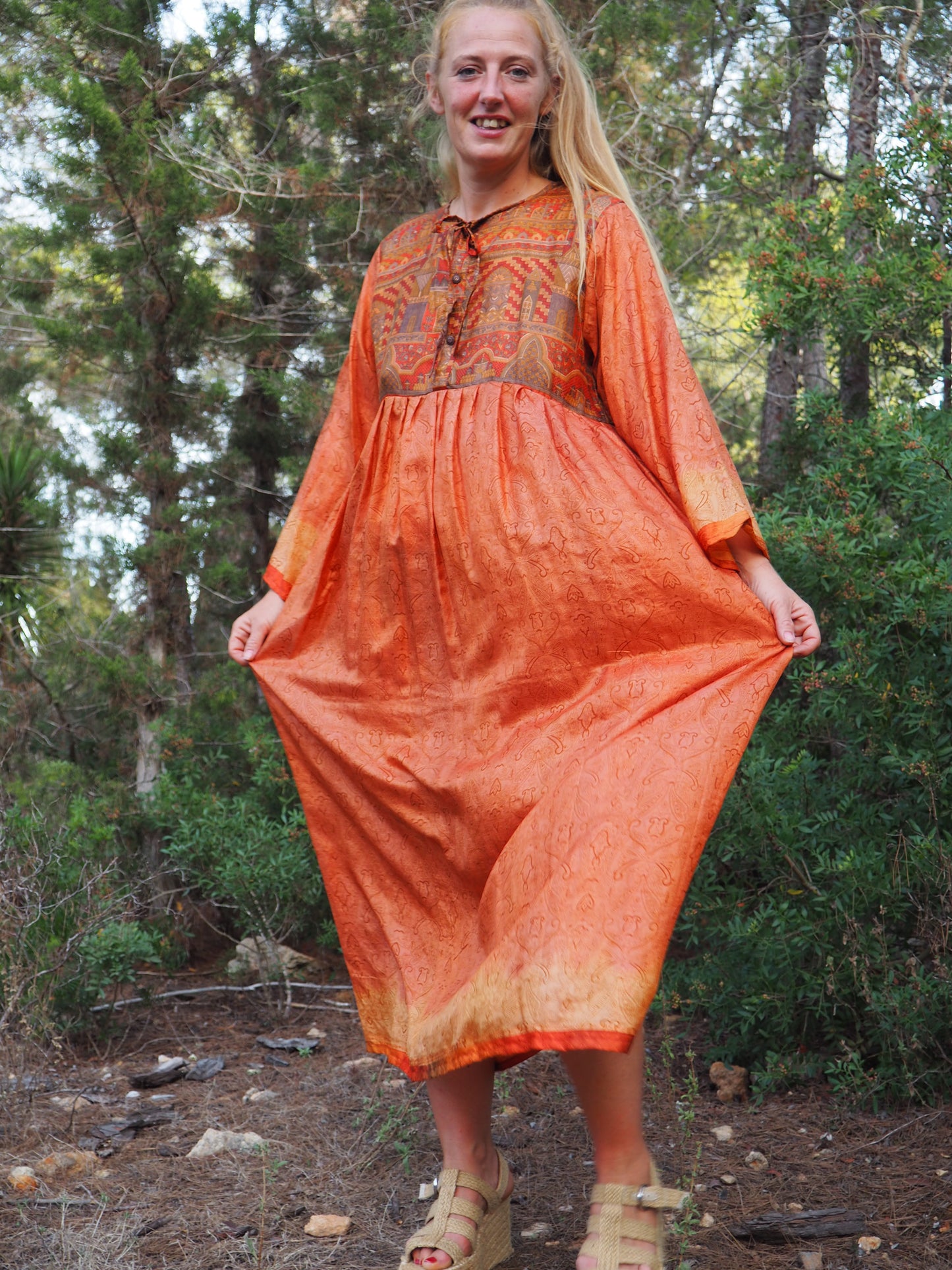 Vintage Indian sari dress up-cycled by Vagabond Ibiza