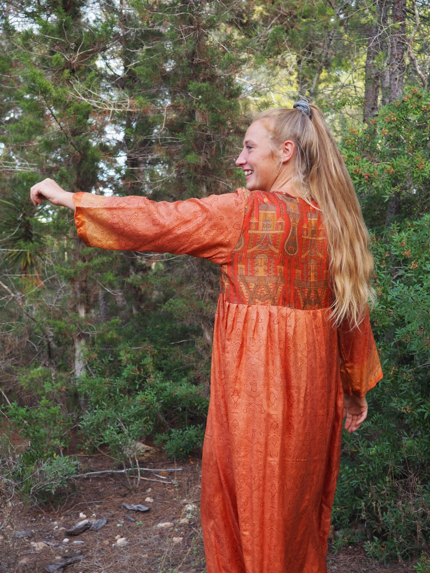 Vintage Indian sari dress up-cycled by Vagabond Ibiza