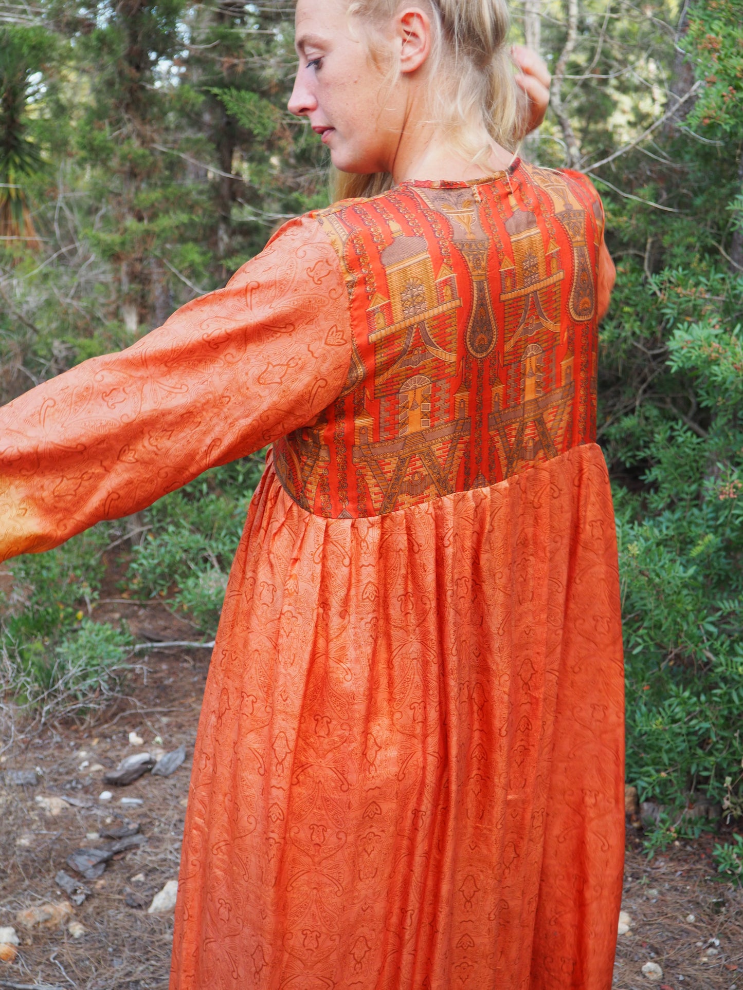 Vintage Indian sari dress up-cycled by Vagabond Ibiza