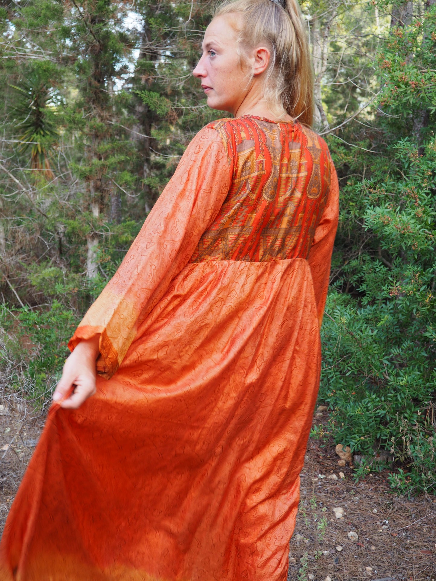 Vintage Indian sari dress up-cycled by Vagabond Ibiza